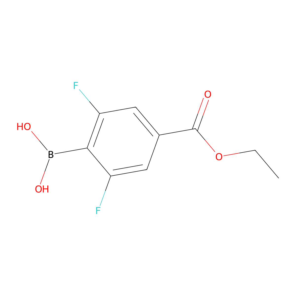 4-(Ethoxycarbonyl)-2,6-difluorophenylboronic acid molecular structure, CAS 2377605-88-2