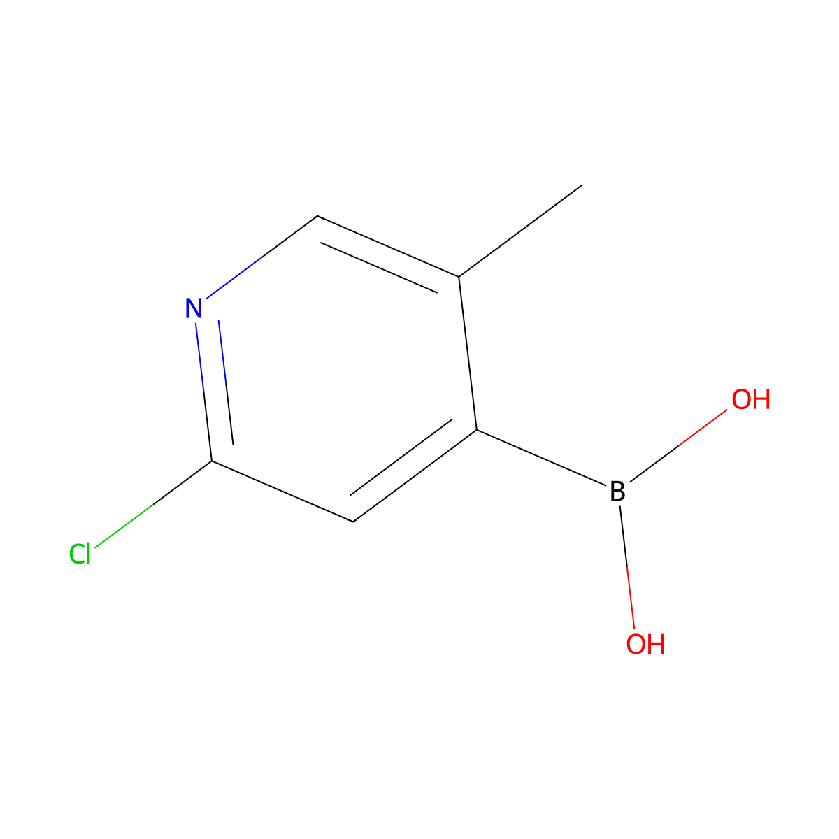 2-Chloro-5-methylpyridine-4-boronic acid molecular structure, CAS 2377605-91-7