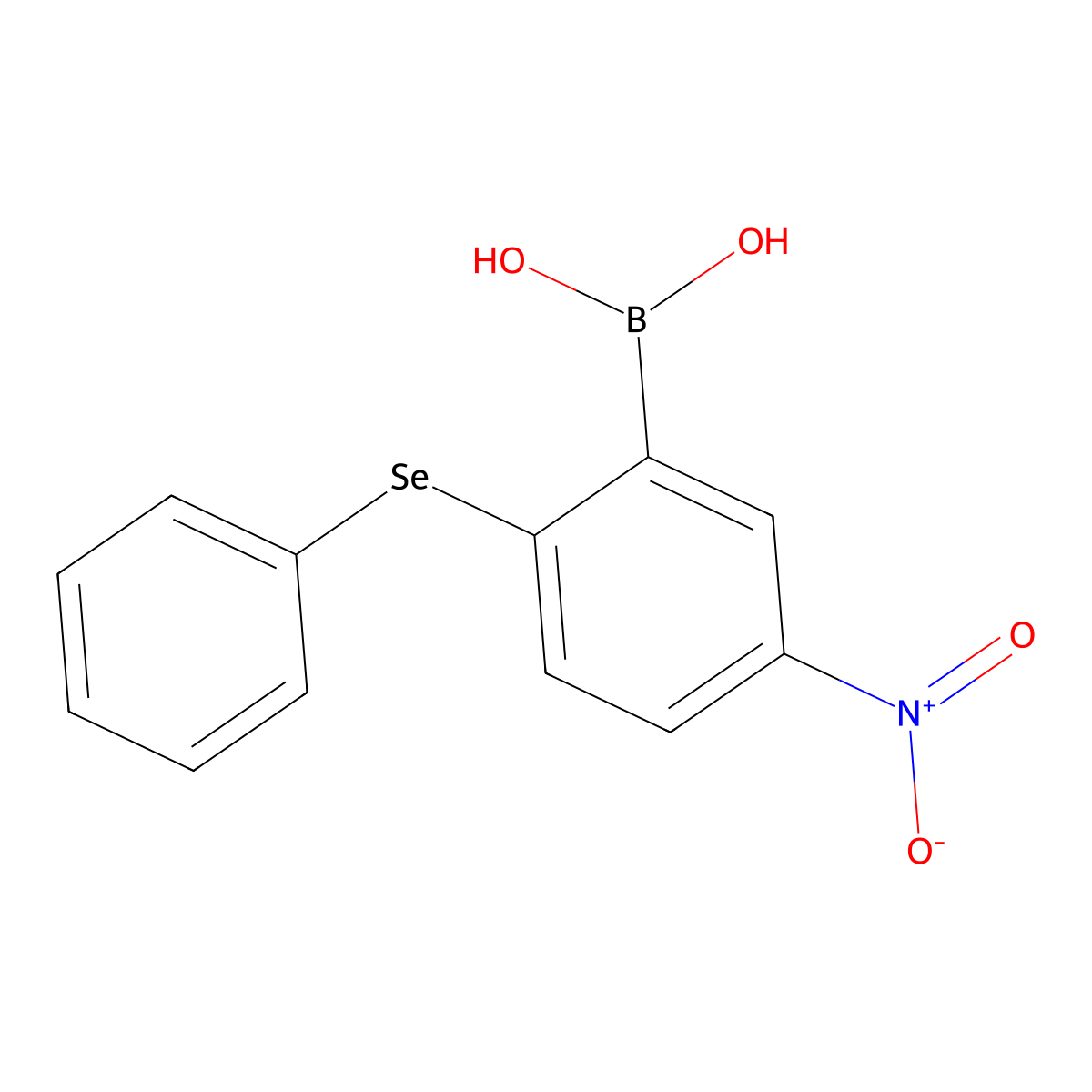 (5-Nitro-2-(phenylselanyl)phenyl)boronic acid molecular structure, CAS 2377605-98-4
