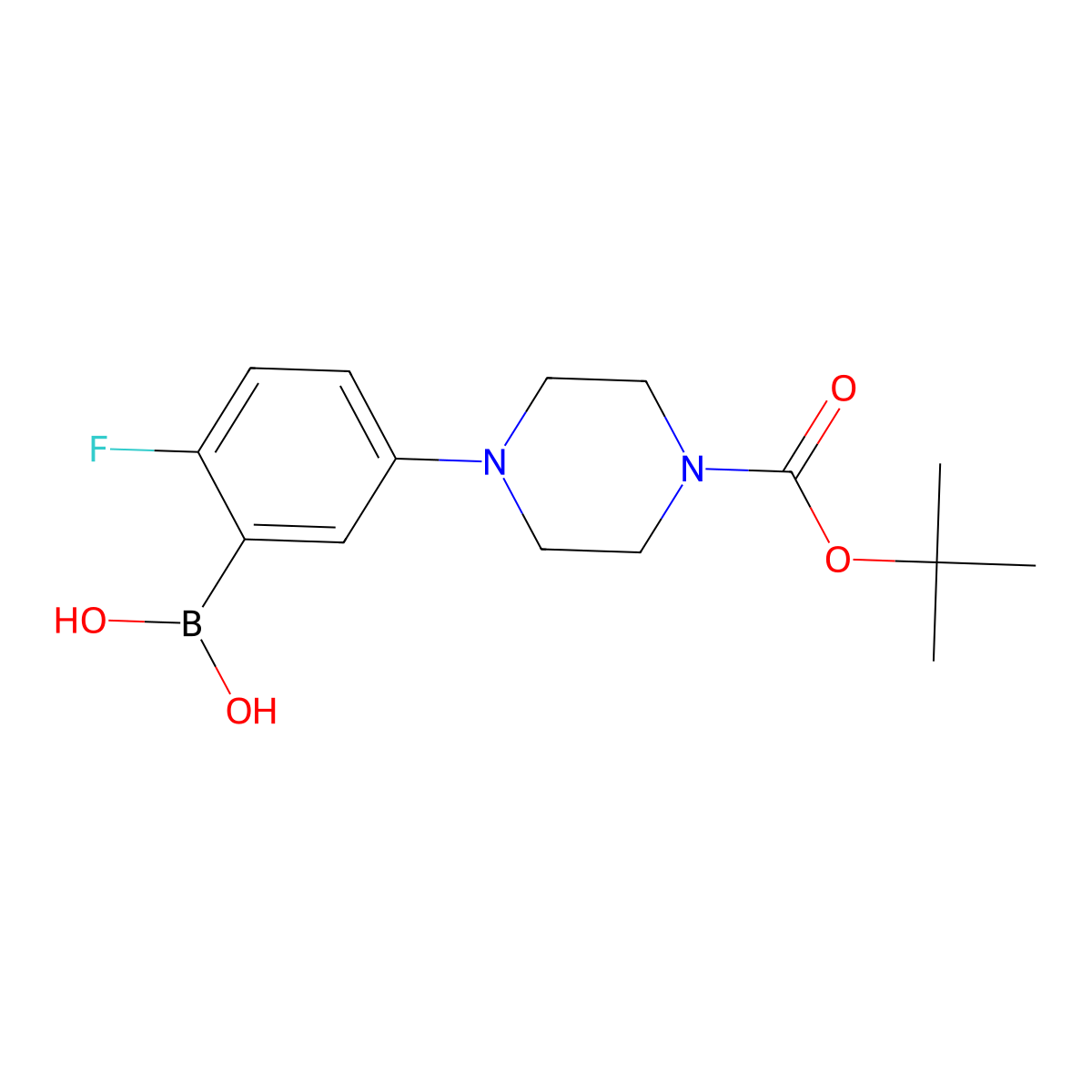 (5-{4-[(tert-Butoxy)carbonyl]piperazin-1-yl}-2-fluorophenyl)boronic acid molecular structure, CAS 2377606-00-1