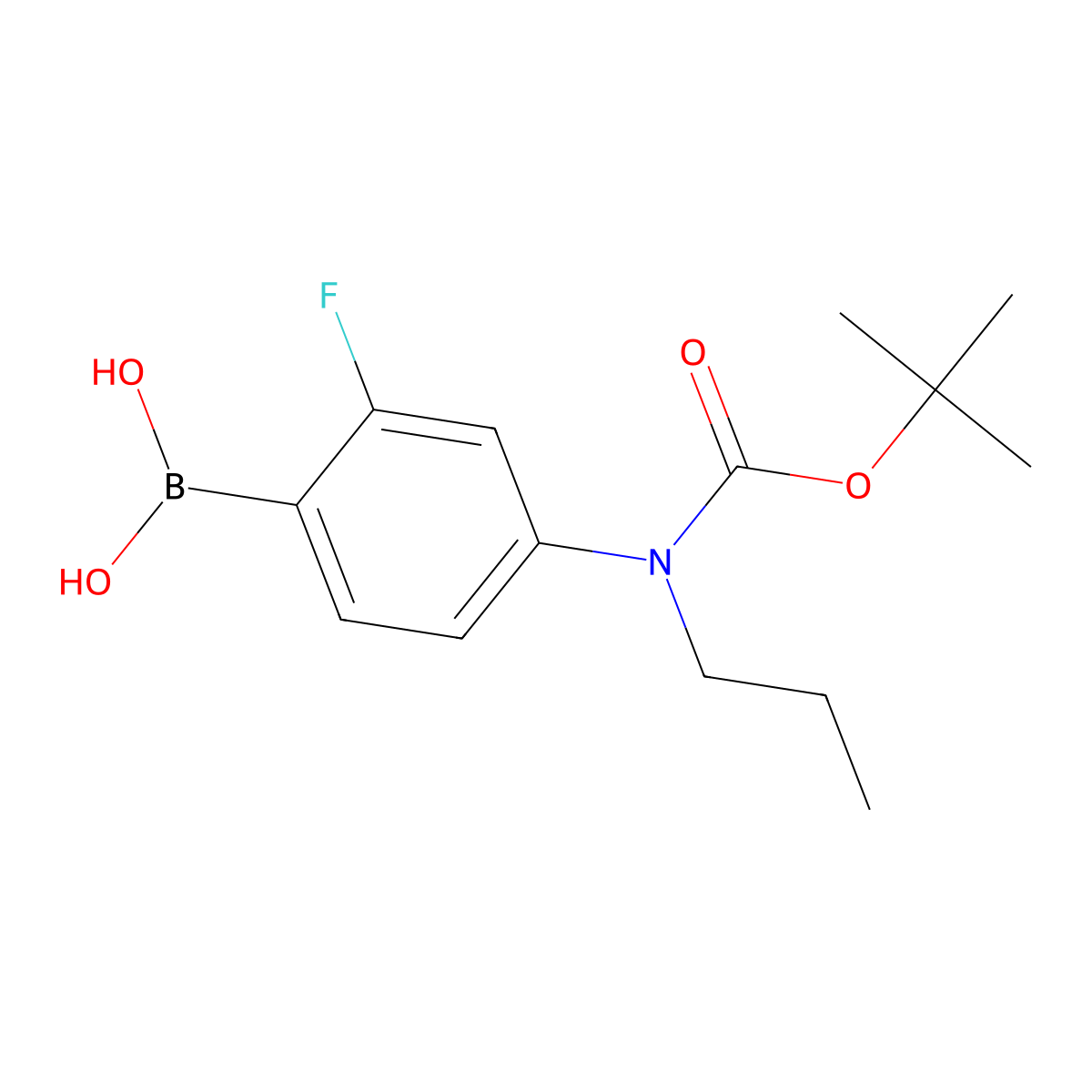 4-(N-BOC-N-Propyl)amino-2-fluorophenylboronic acid molecular structure, CAS 2377606-12-5