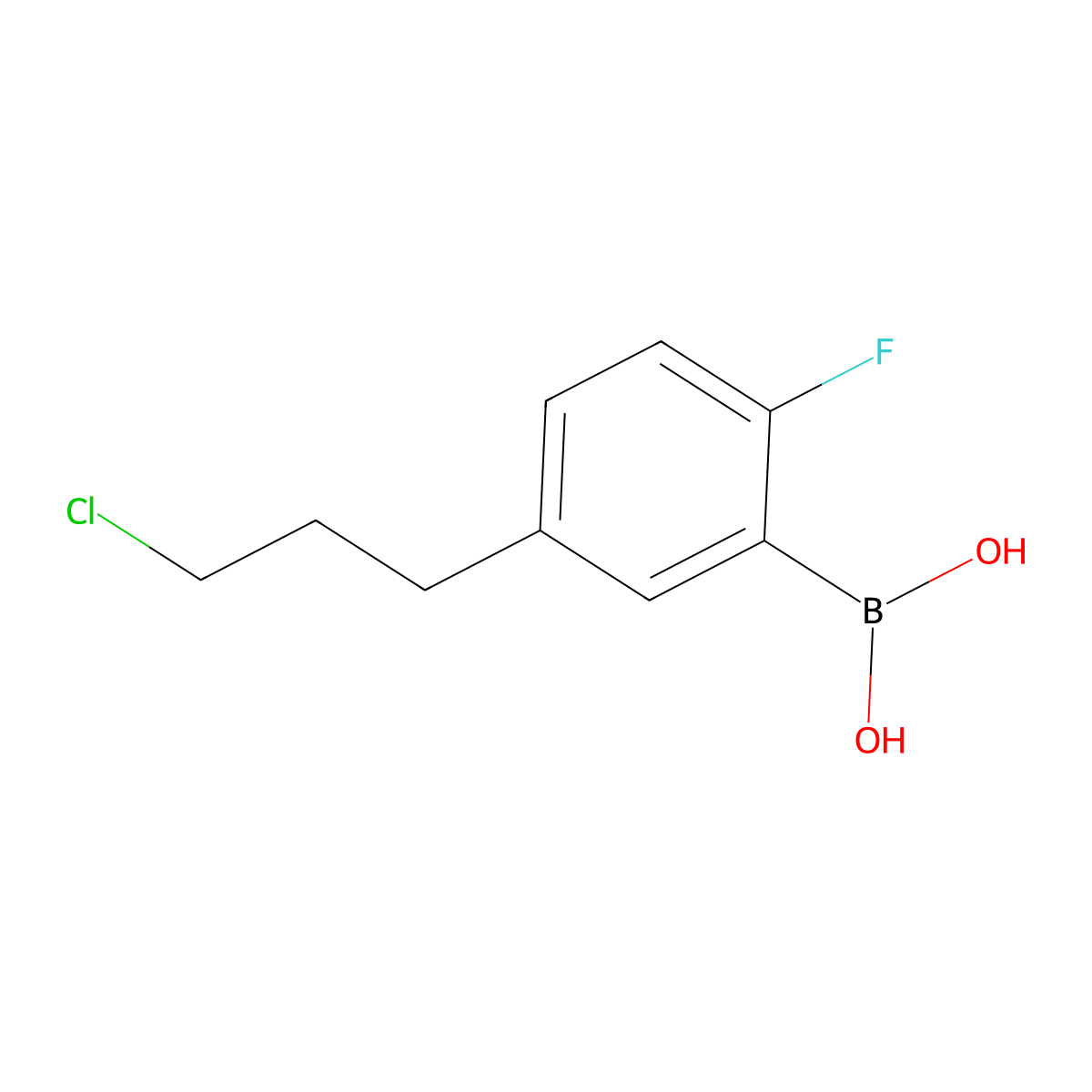 5-(3-Chloropropyl)-2-fluorophenylboronic acid molecular structure, CAS 2377606-13-6