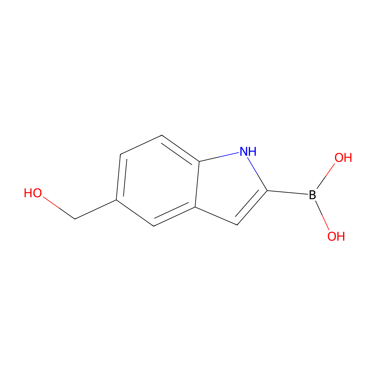 5-Hydroxymethyl)-1H-indole-2-boronic acid molecular structure, CAS 2377606-14-7
