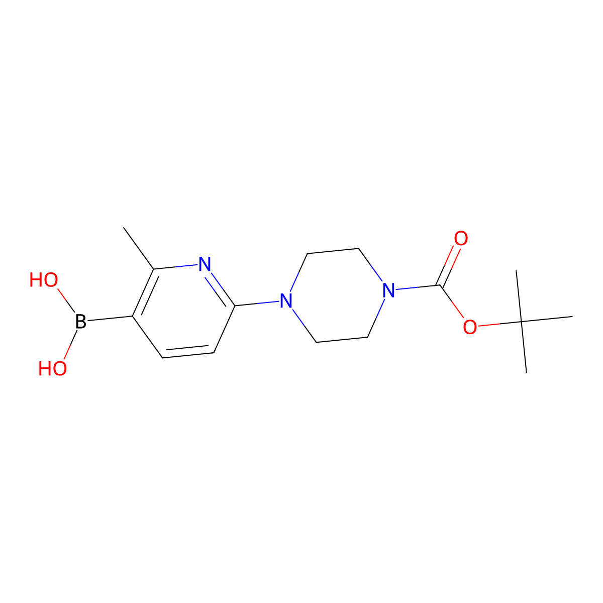 6-(4-BOC-Piperazino)-2-methylpyridine-3-boronic acid molecular structure, CAS 2377606-26-1