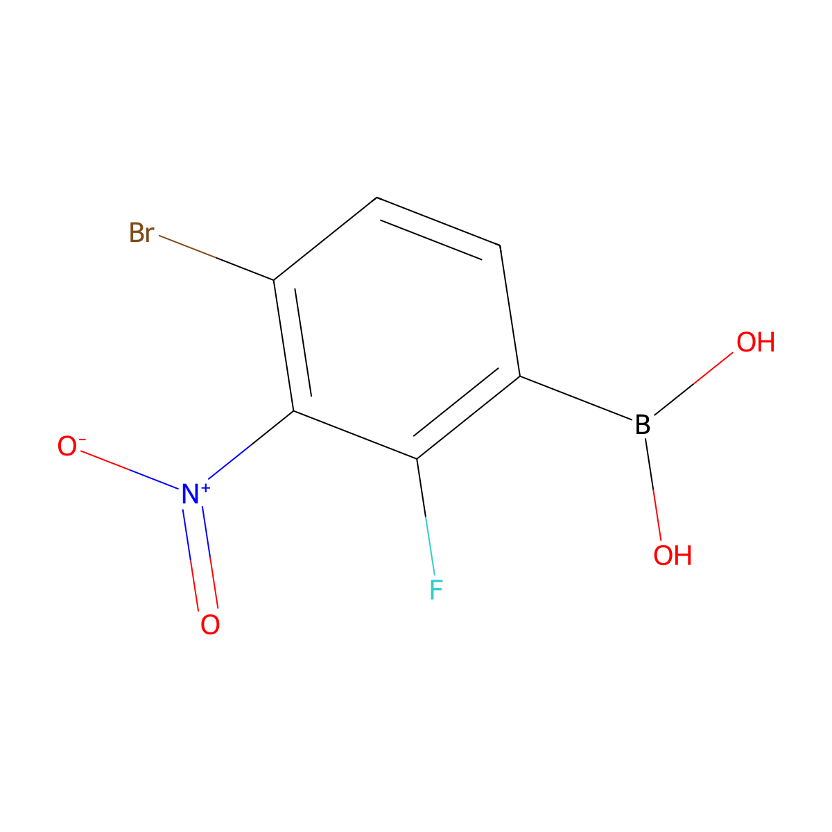 4-Bromo-2-fluoro-3-nitrophenylboronic acid molecular structure, CAS 2377606-27-2