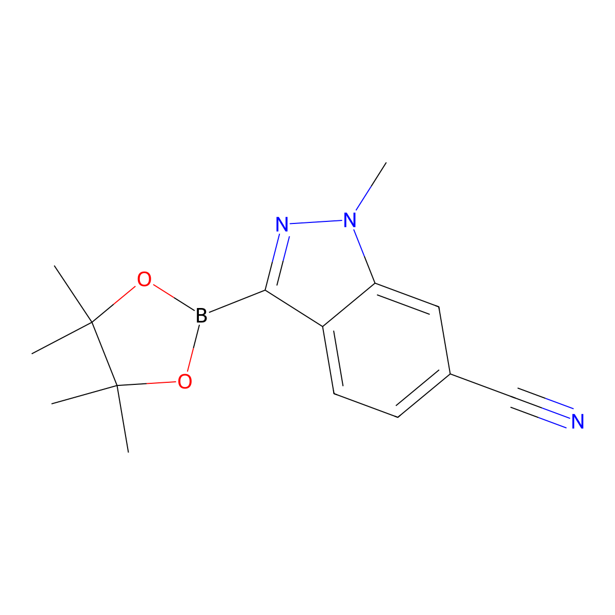 1-Methyl-3-(4,4,5,5-tetramethyl-1,3,2-dioxaborolan-2-YL)-indazole-6-carbonitrile molecular structure, CAS 2377606-34-1