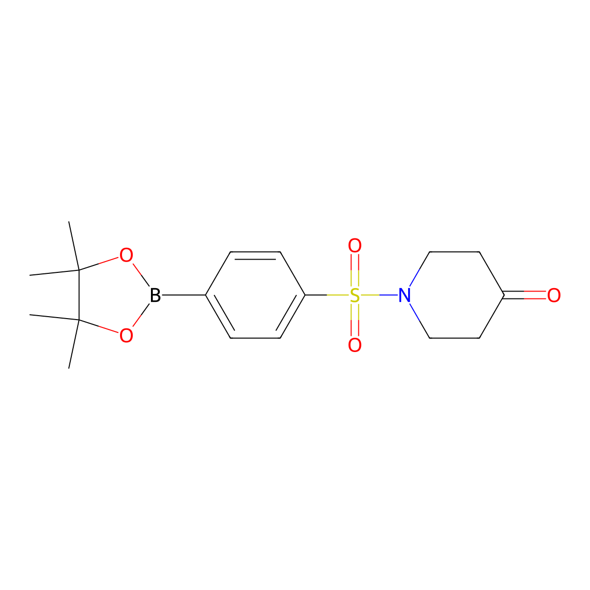 1-{[4-(Tetramethyl-1,3,2-dioxaborolan-2-yl)benzene]sulfonyl}piperidin-4-one molecular structure, CAS 2377606-35-2