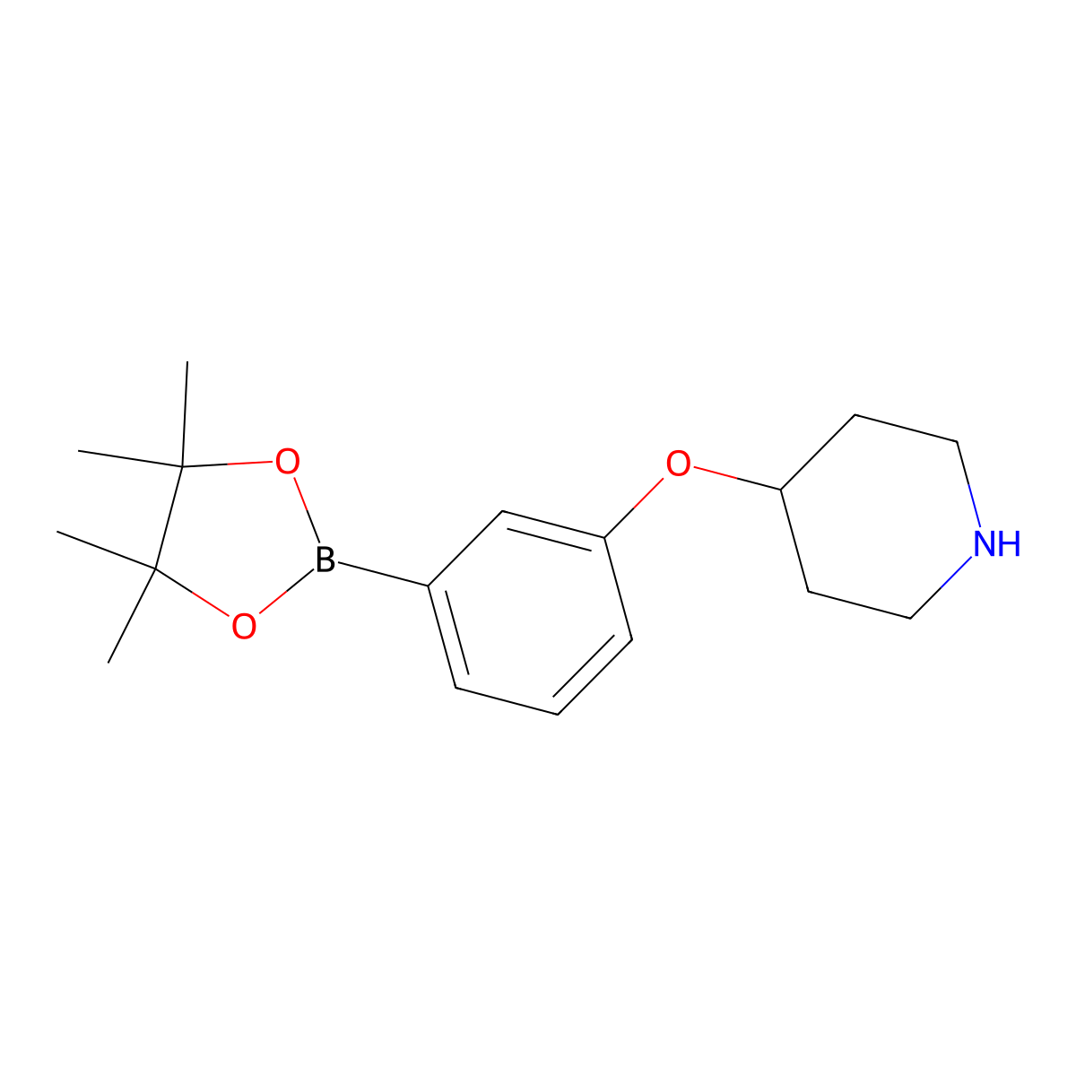 4-(3-(4,4,5,5-Tetramethyl-1,3,2-dioxaborolan-2-yl)phenoxy)piperidine molecular structure, CAS 2377606-36-3