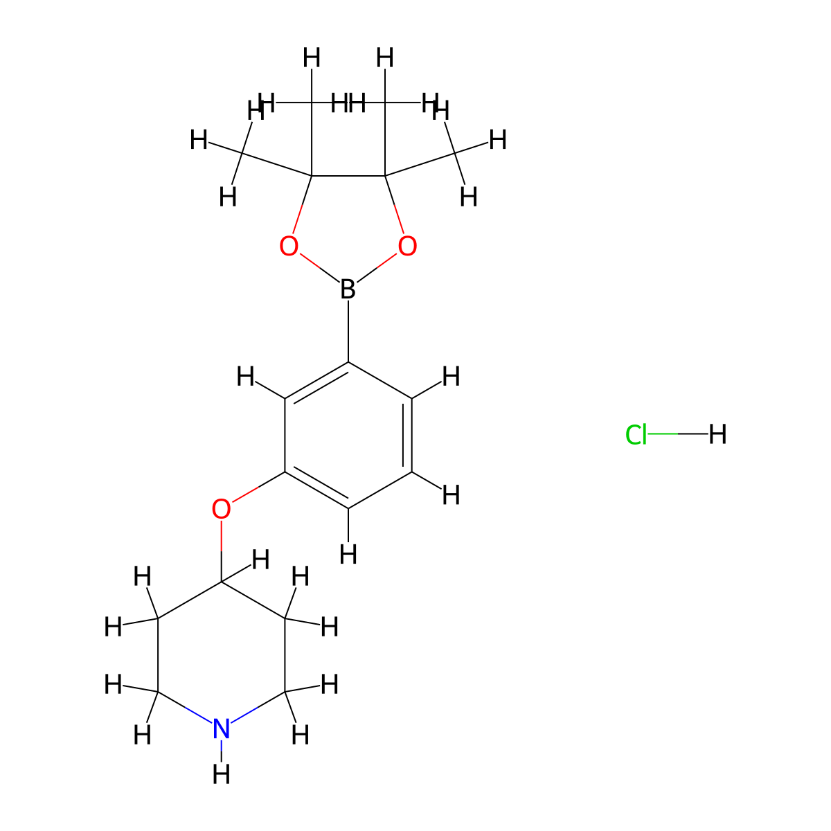 4-[3-(Tetramethyl-1,3,2-dioxaborolan-2-yl)phenoxy]piperidine hydrochloride molecular structure, CAS 2377606-37-4