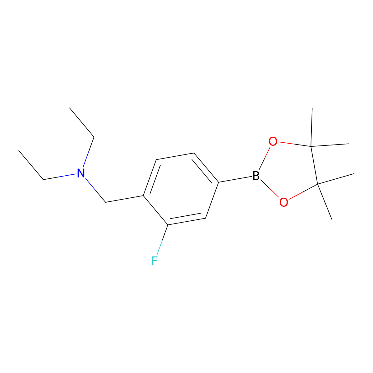 4-(N-Diethylamino)methyl-3-fluorophenylboronic acid pinacol ester molecular structure, CAS 2377606-38-5