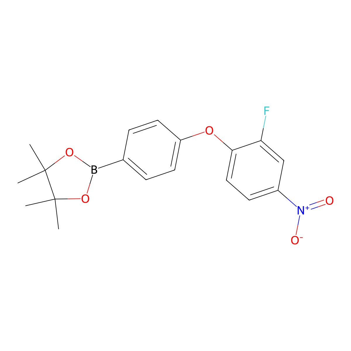 4-(2-Fluoro-4-nitrophenoxy)phenylboronic acid pinacol ester molecular structure, CAS 2377606-39-6