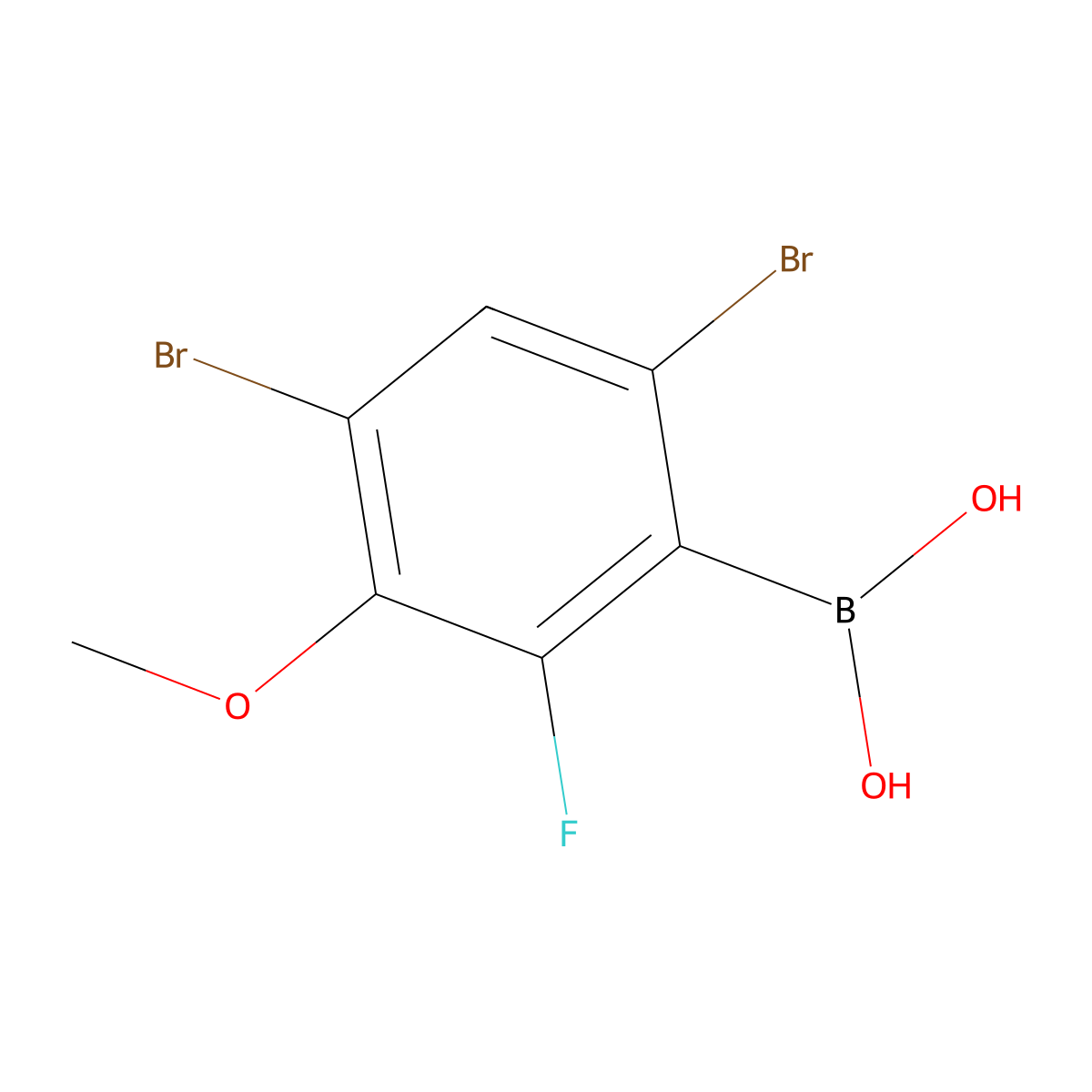 4,6-Dibromo-2-fluoro-3-methoxyphenylboronic acid molecular structure, CAS 2377606-40-9