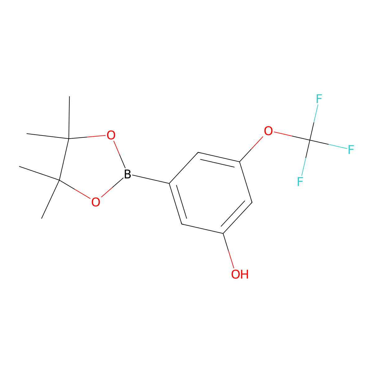 3-(Tetramethyl-1,3,2-dioxaborolan-2-yl)-5-(trifluoromethoxy)phenol molecular structure, CAS 2377606-48-7