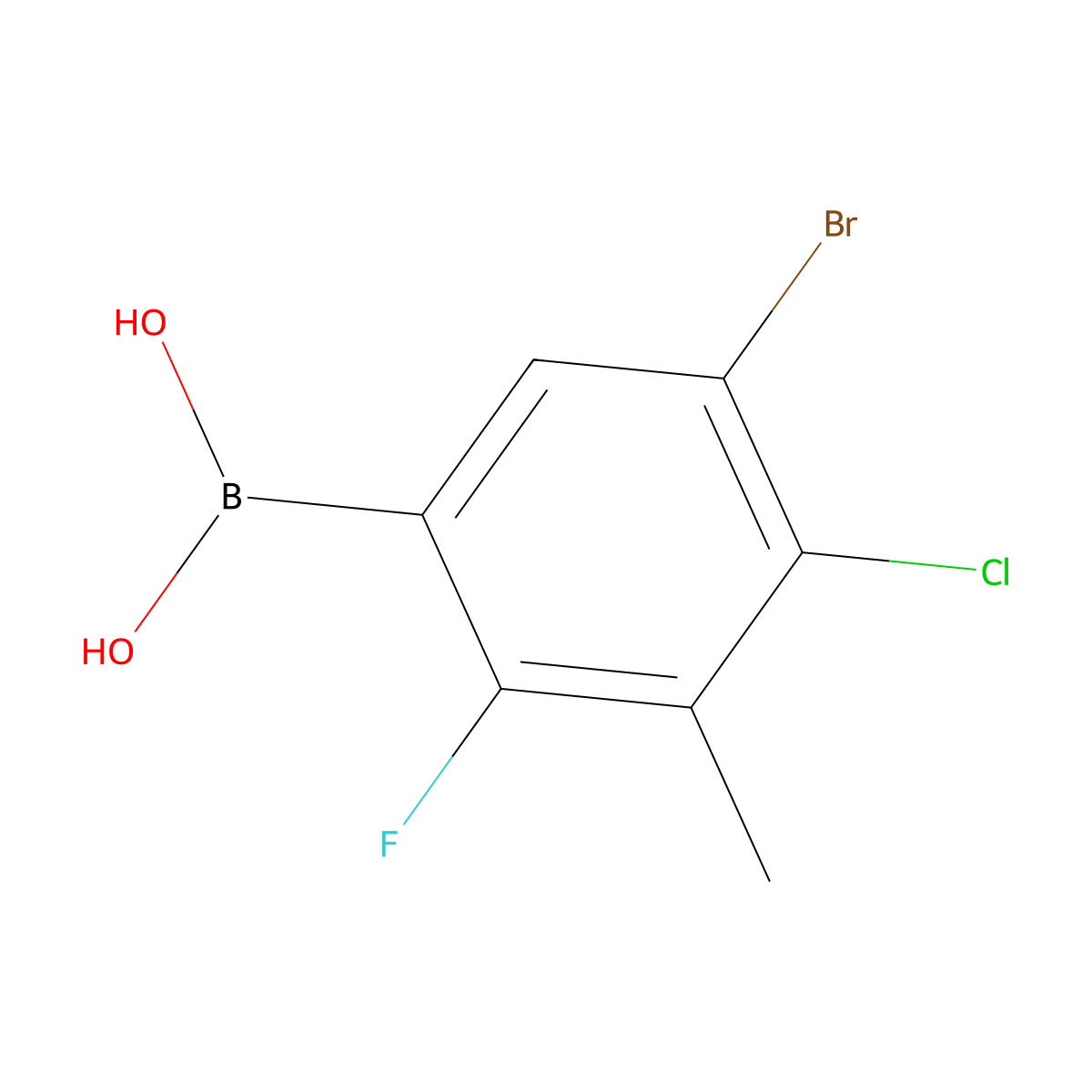 5-BRomo-4-chloro-2-fluoro-3-methylphenylboronic acid molecular structure, CAS 2377606-52-3