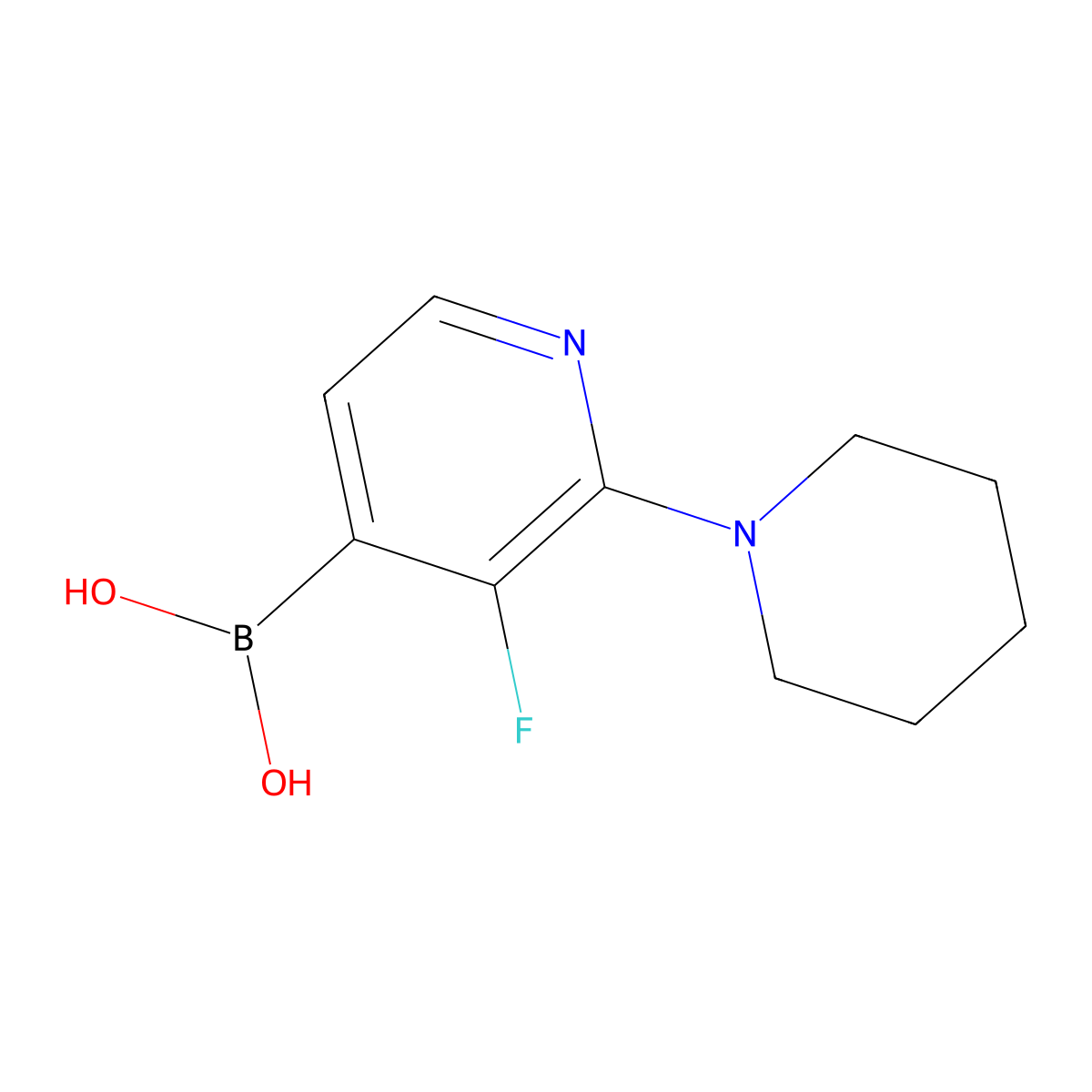 3-Fluoro-2-piperidinopyridine-4-boronic acid molecular structure, CAS 2377606-55-6