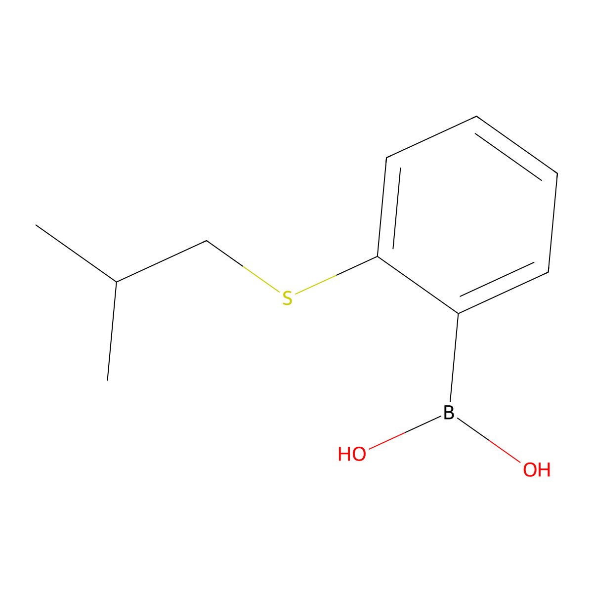 2-(Isobutylsulfanyl)phenylboronic acid molecular structure, CAS 2377606-61-4