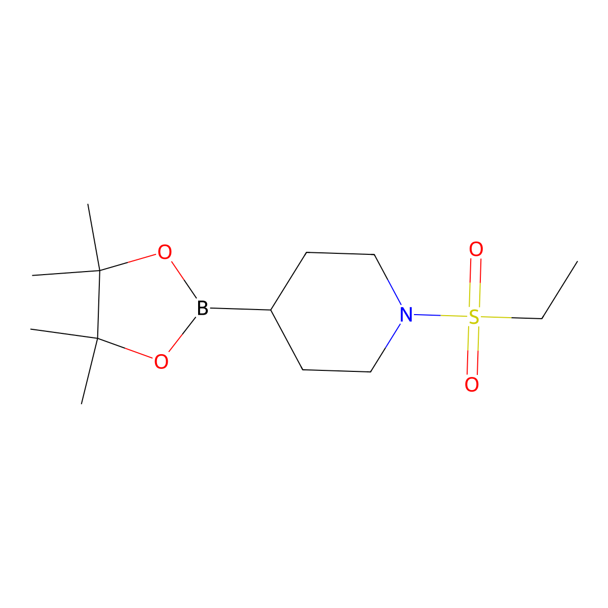 1-(Ethylsulfonyl)-4-(4,4,5,5-tetramethyl-1,3,2-dioxaborolan-2-yl)piperidine molecular structure, CAS 2377606-65-8