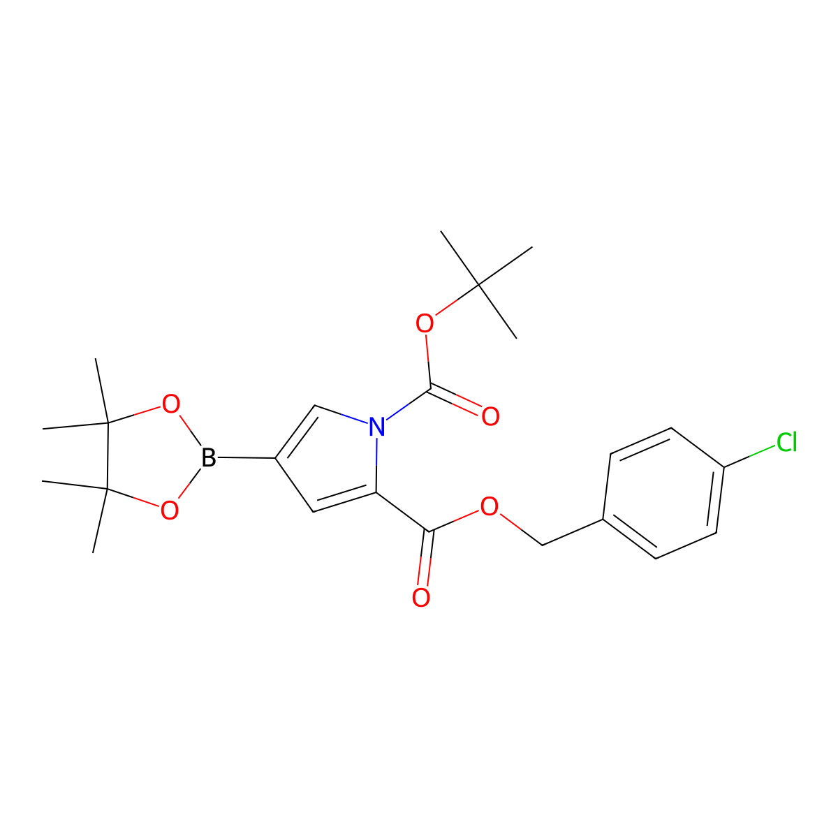 N-BOC-2-(4-chlorobenzyloxycarbonyl)pyrrole-4-boronic acid pinacol ester molecular structure, CAS 2377606-67-0