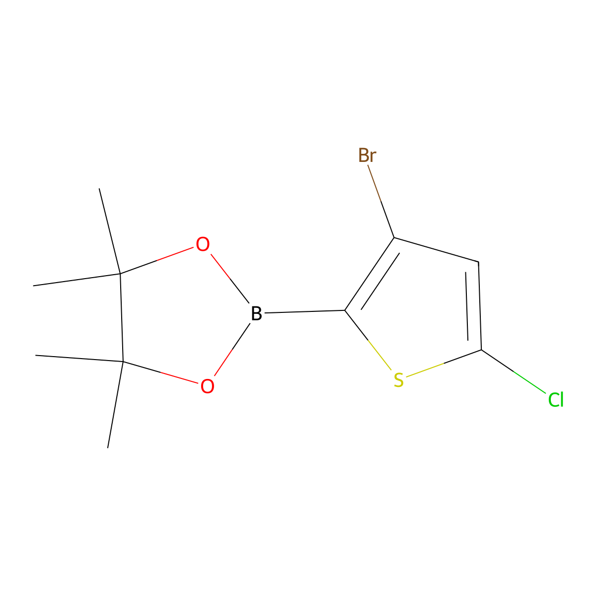3-Bromo-5-chlorothiothiophene-2-boronic acid pinacol ester molecular structure, CAS 2377606-72-7