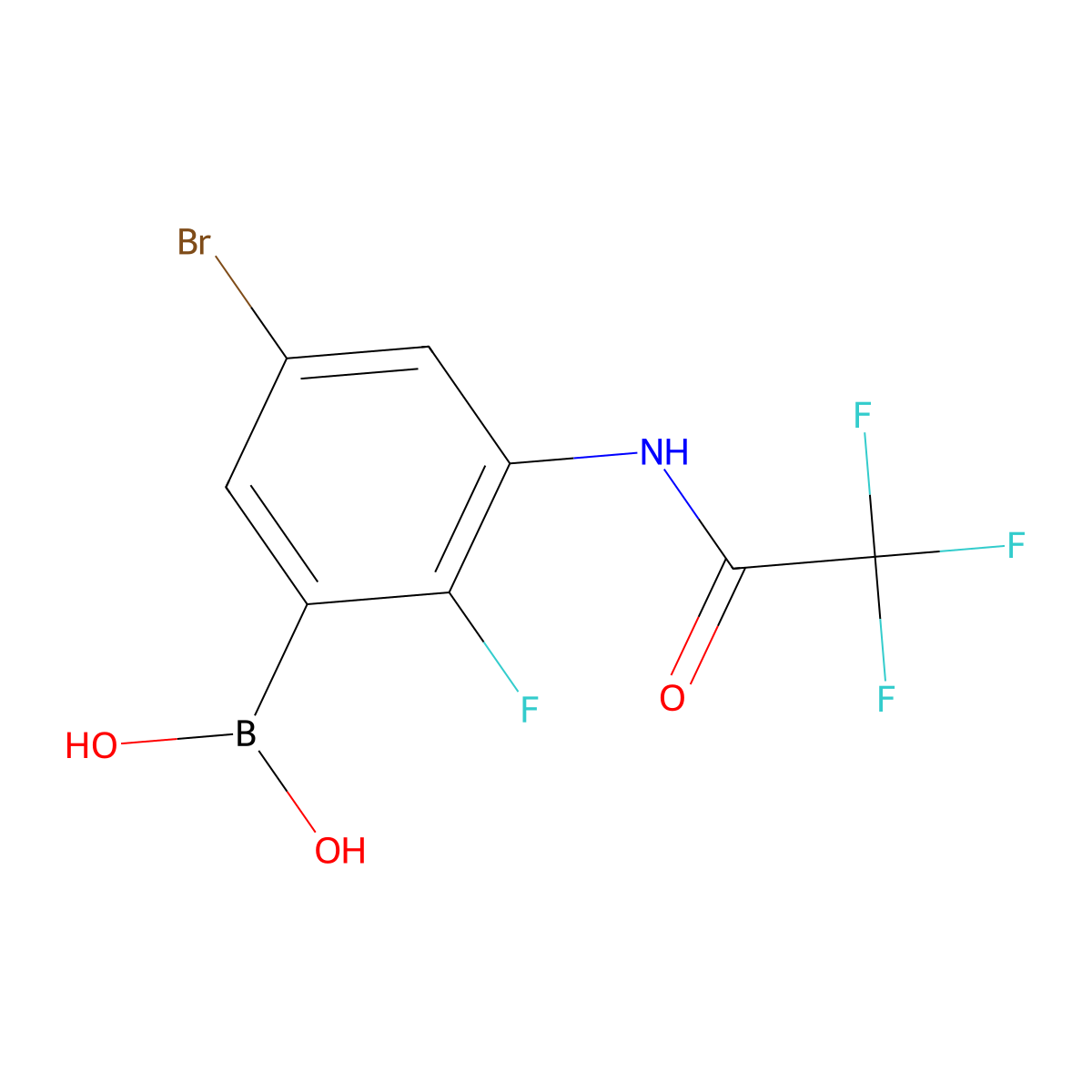 5-Bromo-2-fluoro-3-(trifluoroacetamido)phenylboronic acid molecular structure, CAS 2377606-75-0