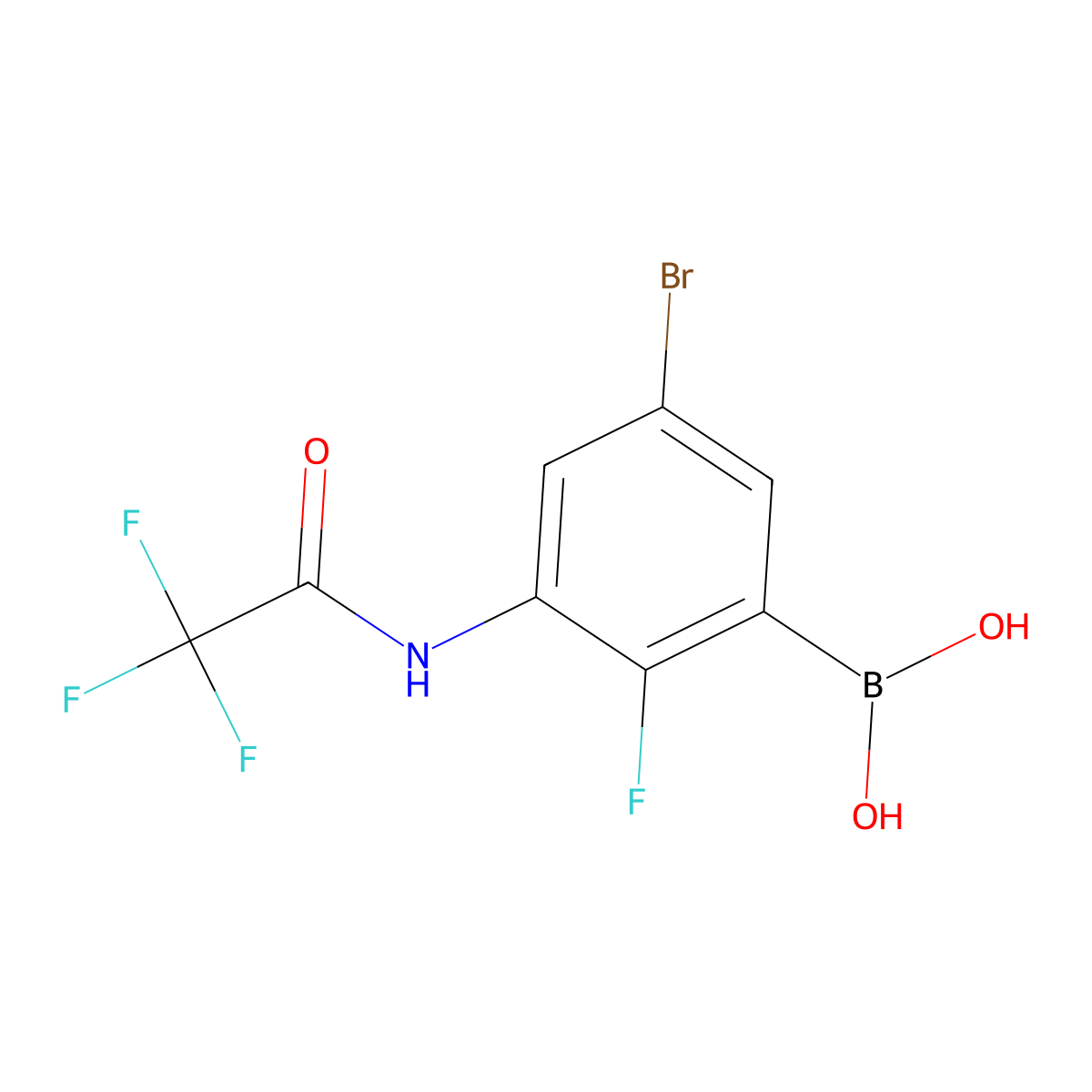 5-Bromo-2-fluoro-3-(trifluoroacetamido)phenylboronic acid molecular structure, CAS 2377606-75-0