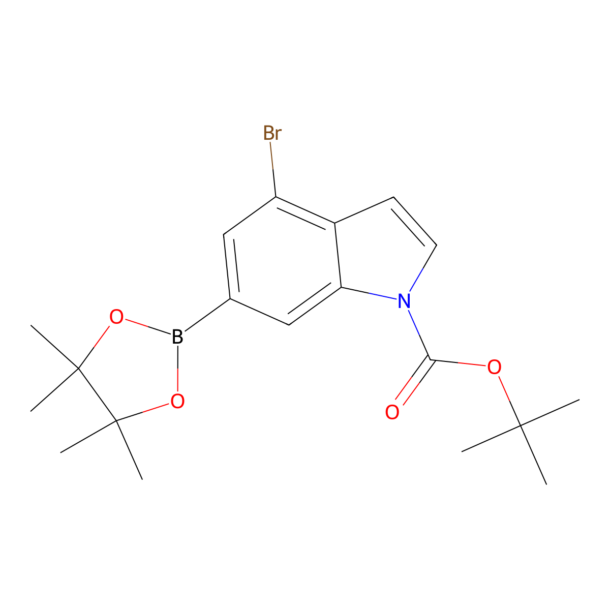 tert-Butyl 4-bromo-6-(tetramethyl-1,3,2-dioxaborolan-2-yl)indole-1-carboxylate molecular structure, CAS 2377606-76-1