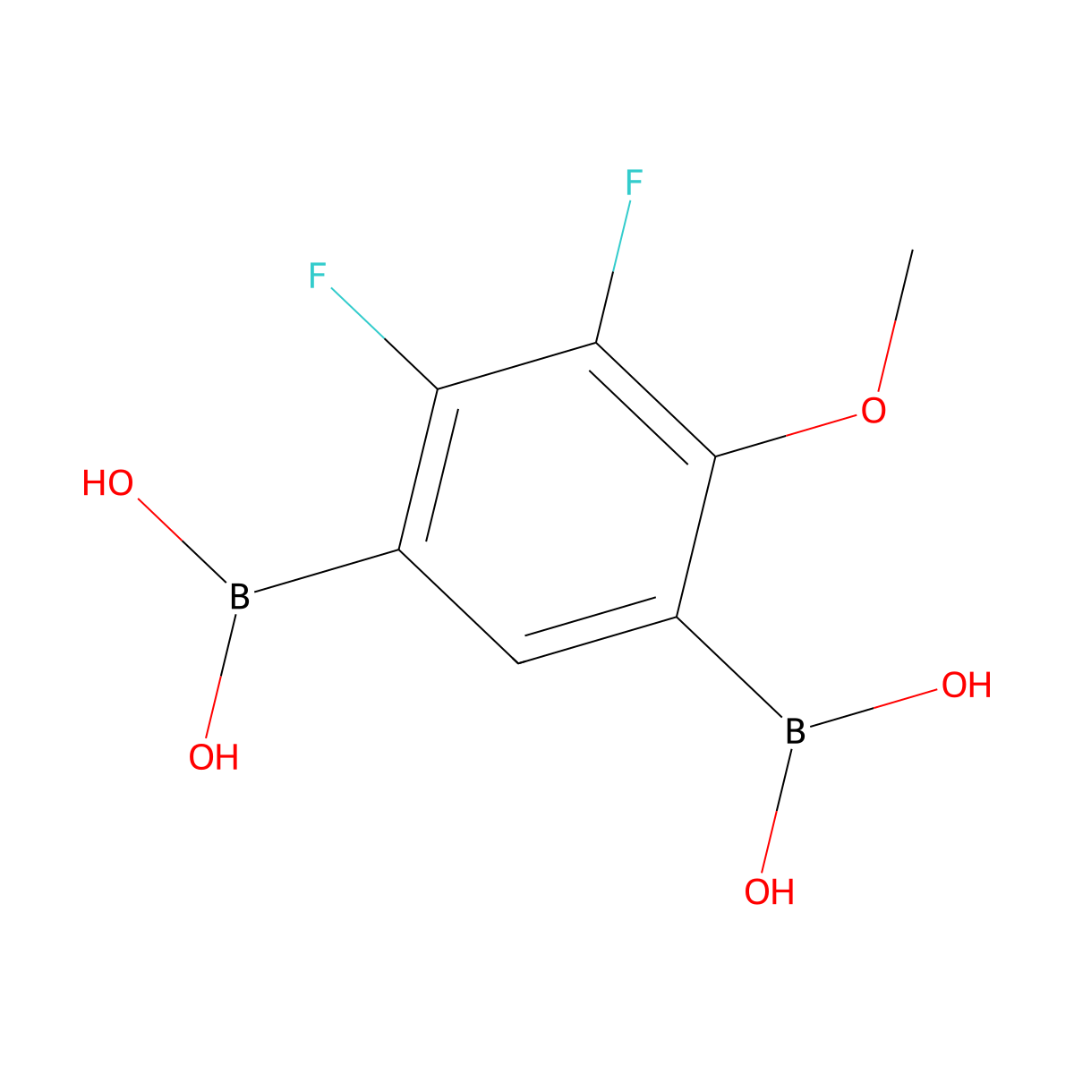 2,3-Difluoro-4-methoxy-1,5-phenylenediboronic acid molecular structure, CAS 2377606-79-4