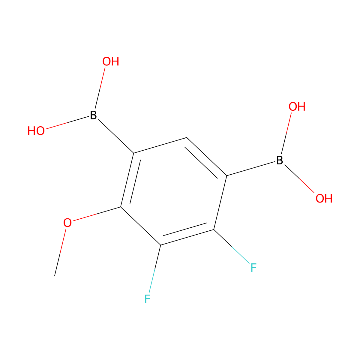 2,3-Difluoro-4-methoxy-1,5-phenylenediboronic acid molecular structure, CAS 2377606-79-4