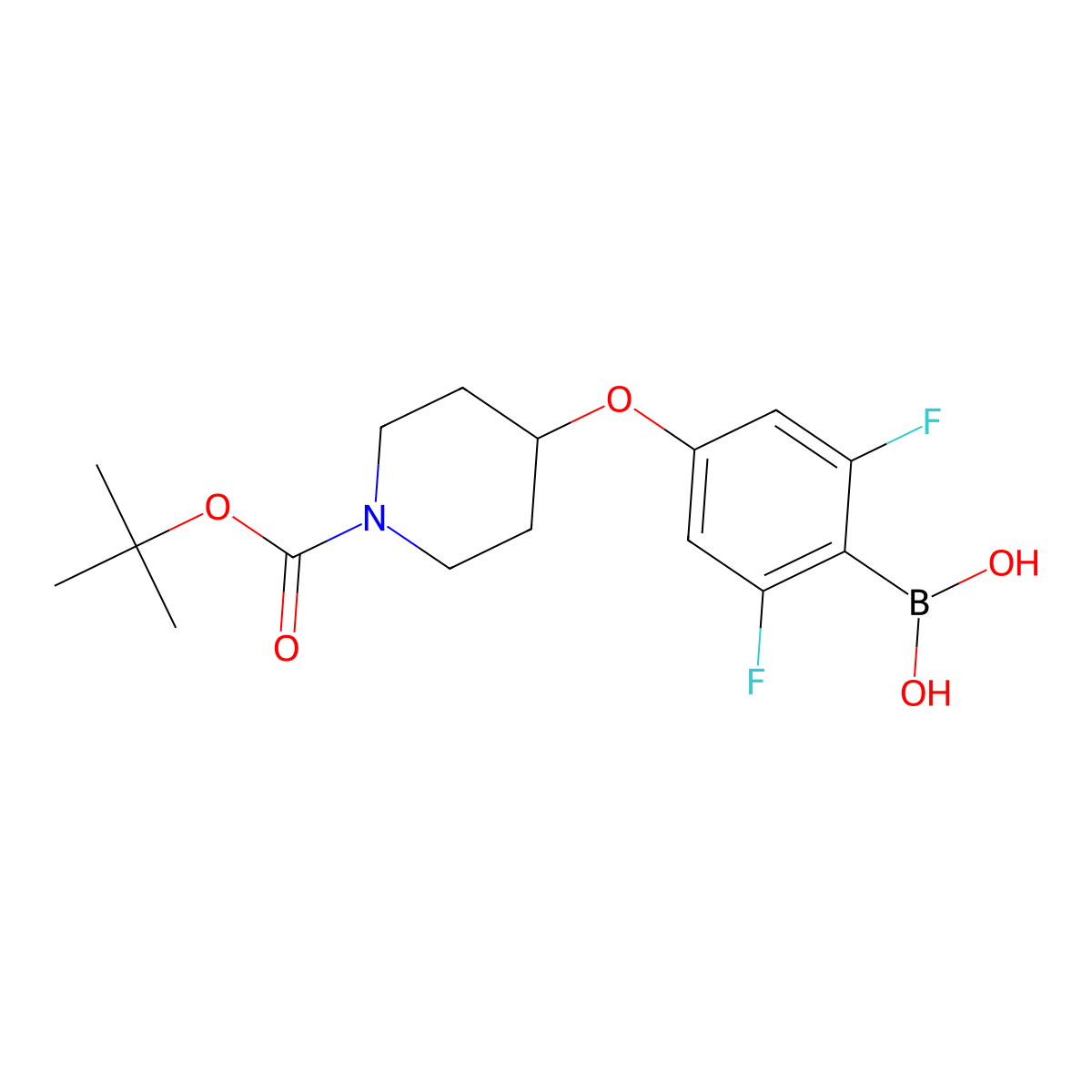 [4-({1-[(Tert-butoxy)carbonyl]piperidin-4-yl}oxy)-2,6-difluorophenyl]boronic acid molecular structure, CAS 2377606-84-1