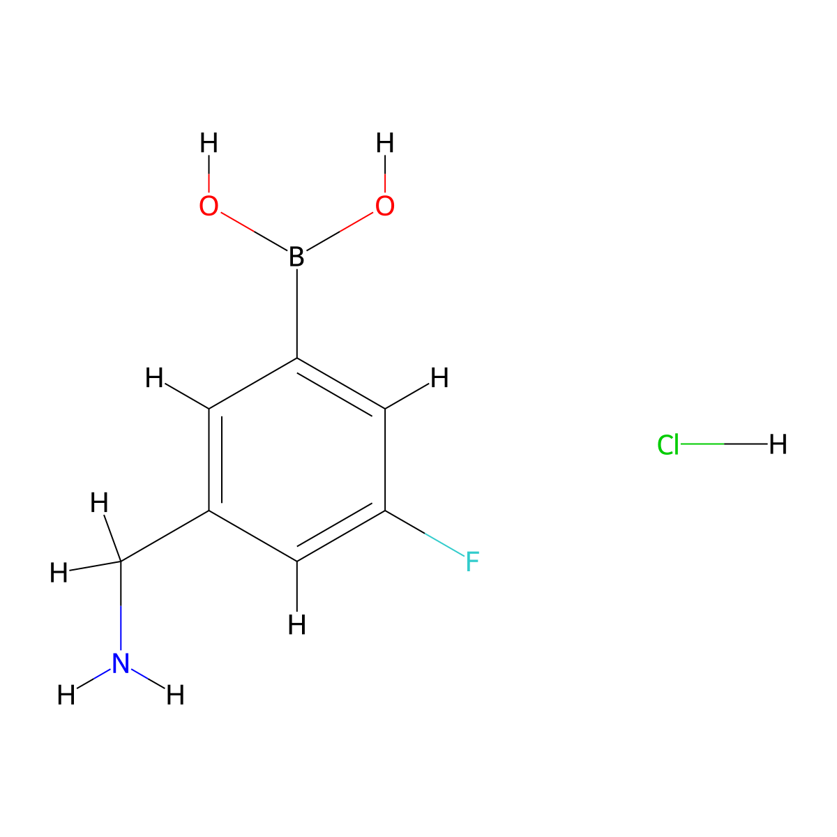 3-(Aminomethyl)-5-fluorophenylboronic acid hydrochloride molecular structure, CAS 2377606-87-4