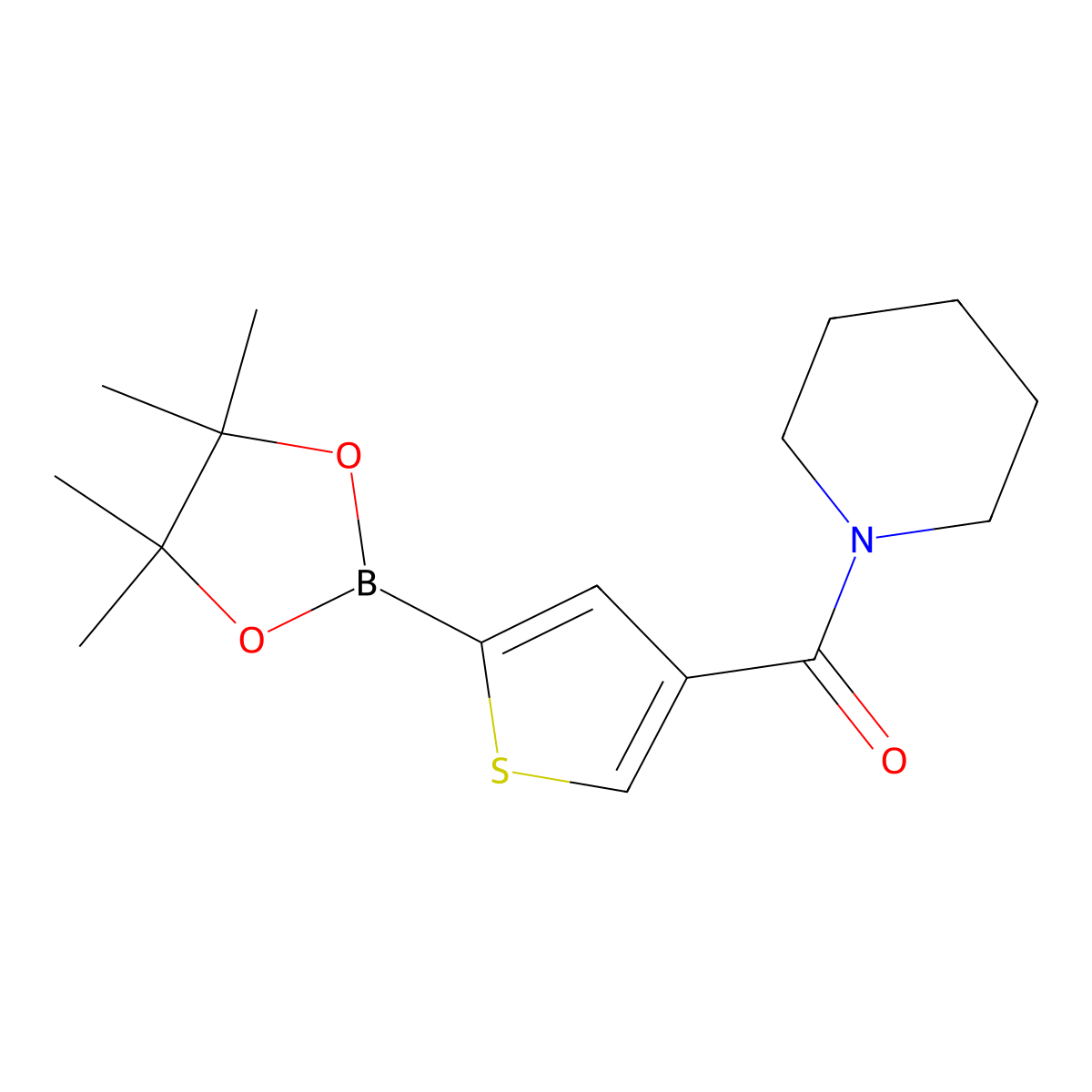 4-(Piperidinocarbonyl)thiophene-2-boronic acid pinacol ester molecular structure, CAS 2377606-92-1
