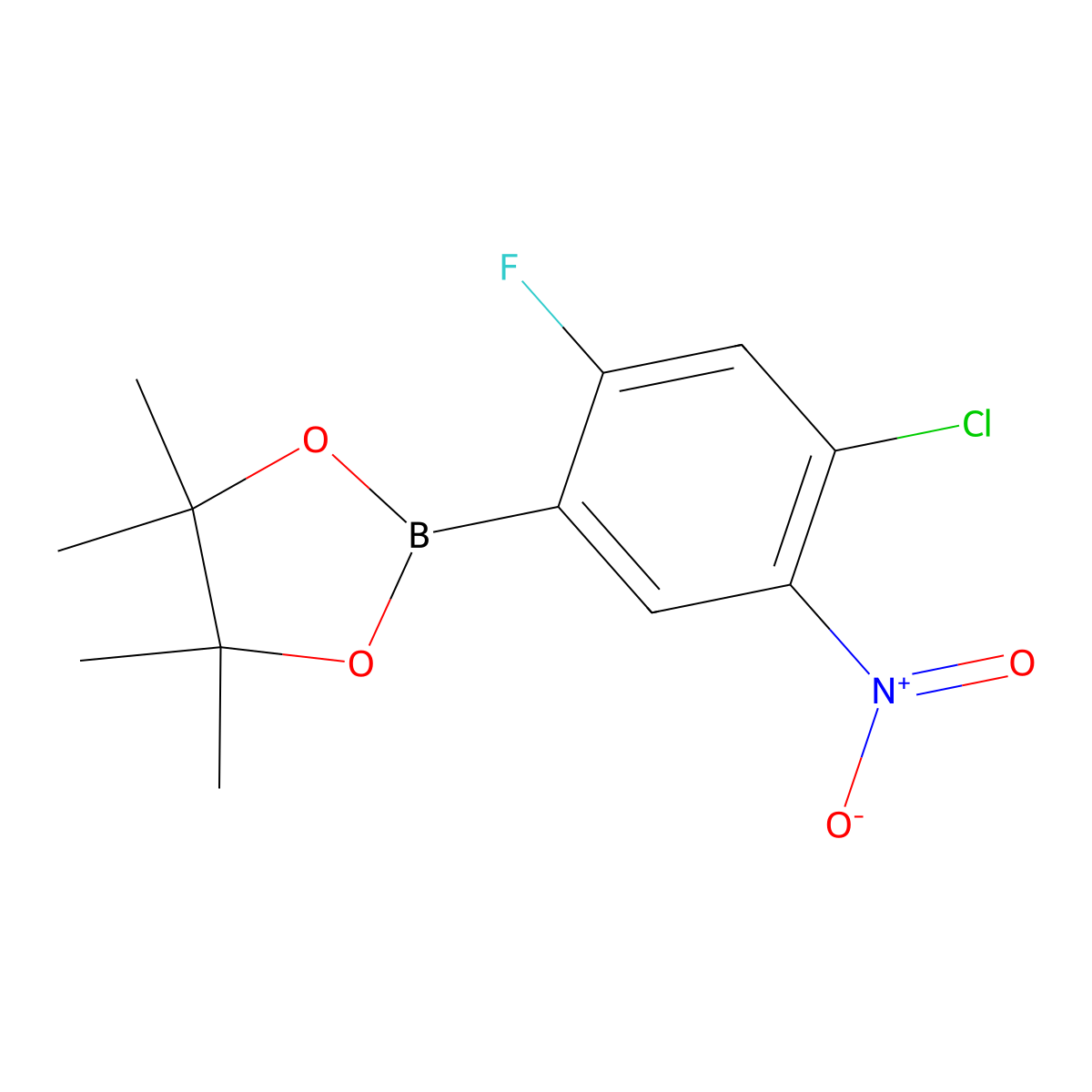 2-(4-Chloro-2-fluoro-5-nitrophenyl)-4,4,5,5-tetramethyl-1,3,2-dioxaborolane molecular structure, CAS 2377606-97-6