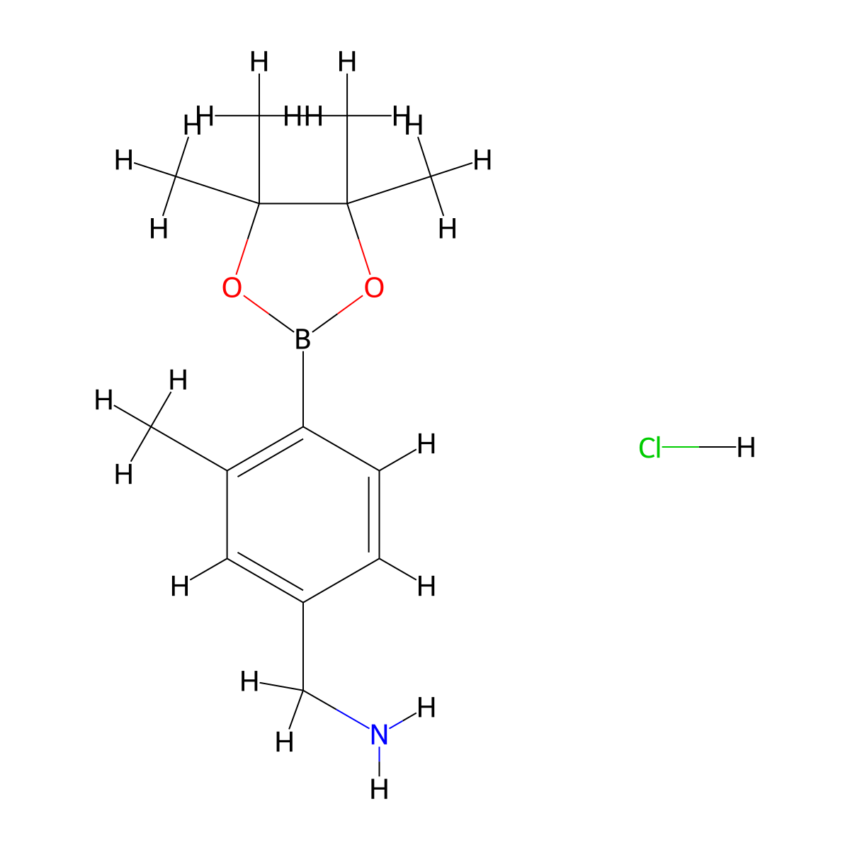 [3-Methyl-4-(tetramethyl-1,3,2-dioxaborolan-2-yl)phenyl]methanamine hydrochloride molecular structure, CAS 2377606-99-8