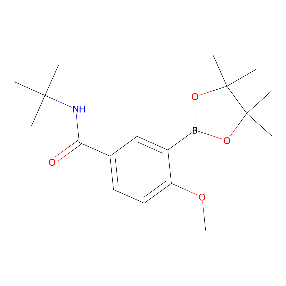 5-(N-t-Butylaminocarbonyl)-2-methoxyphenylboronic acid pinacol ester molecular structure, CAS 2377607-00-4