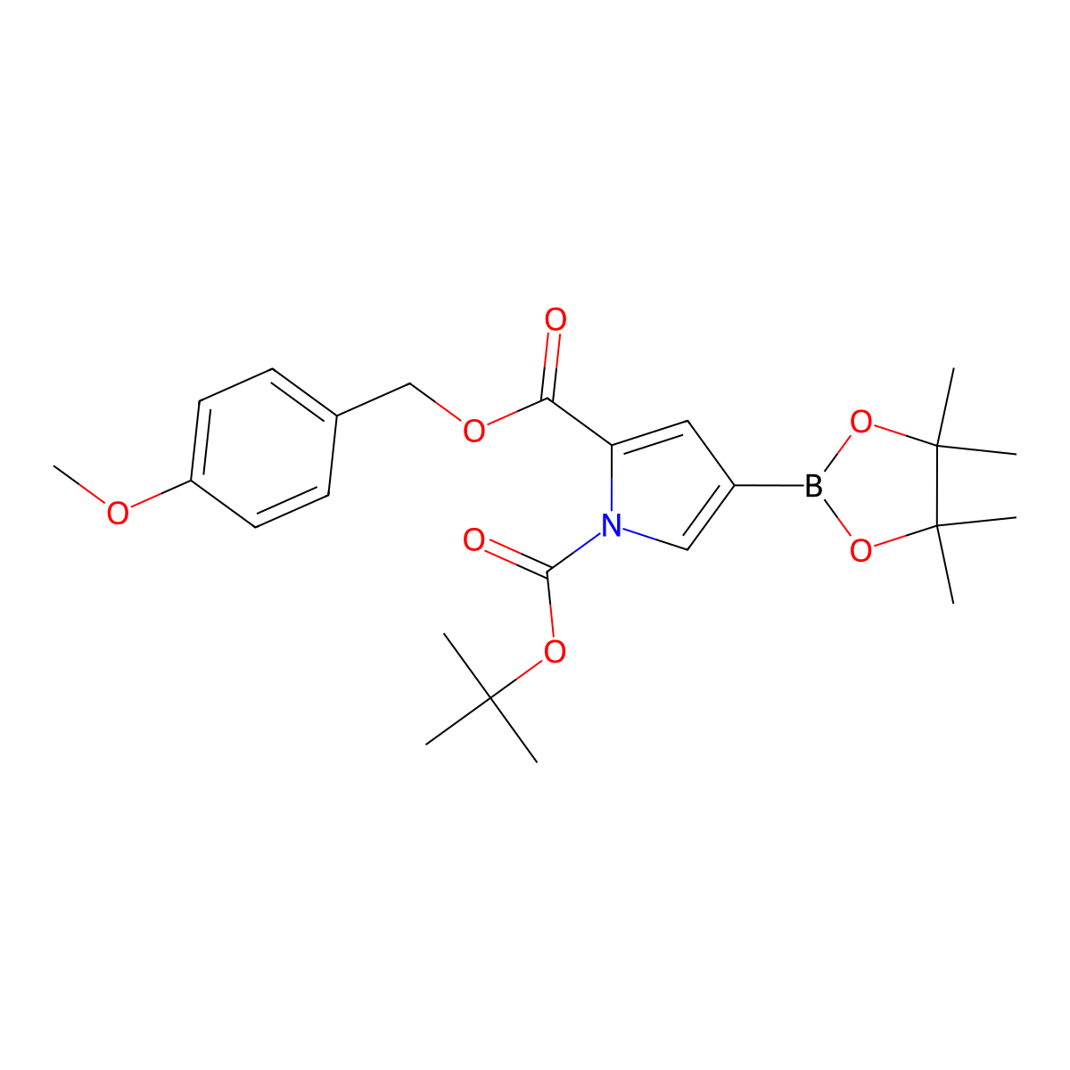 1-BOC-2-(4-methoxybenzyloxycarbonyl)pyrrole-4-boronic acid pinacol ester molecular structure, CAS 2377607-06-0