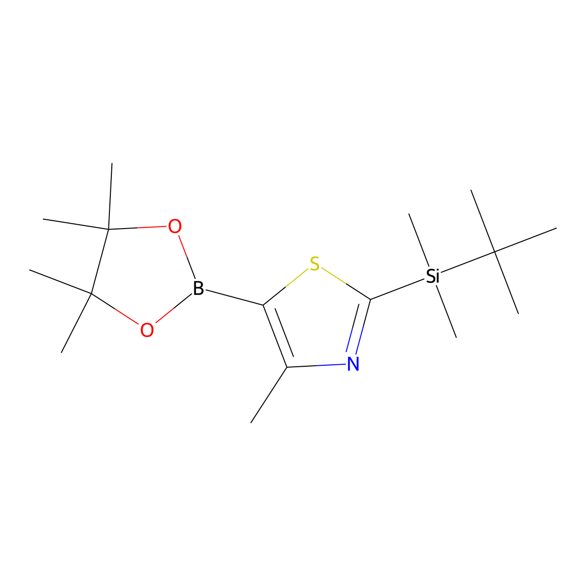 2-(tert-Butyldimethylsilyl)-4-methylthiazole-5-boronic acid pinacol ester molecular structure, CAS 2377607-08-2