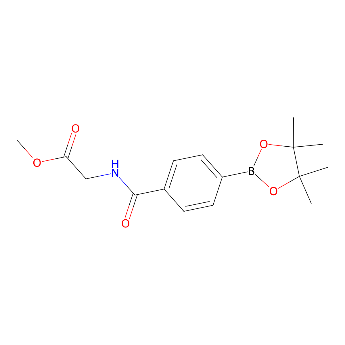 Methyl 2-{[4-(tetramethyl-1,3,2-dioxaborolan-2-yl)phenyl]formamido}acetate molecular structure, CAS 2377607-09-3