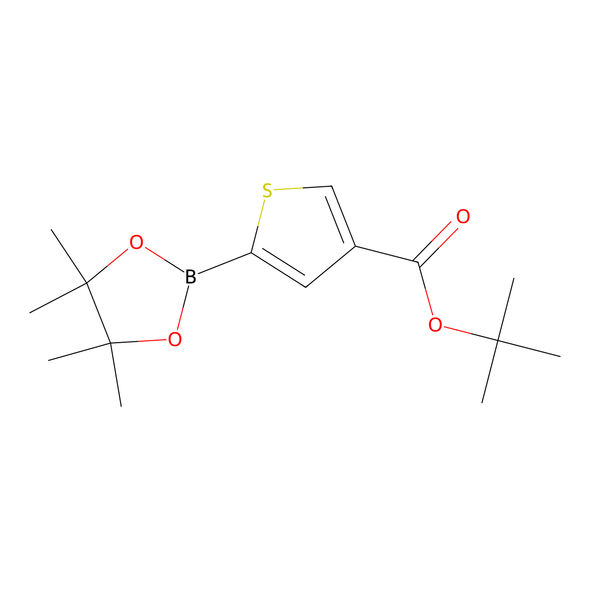 4-(t-Butoxycarbonyl)thiophene-2-boronic acid pinacol ester molecular structure, CAS 2377607-10-6