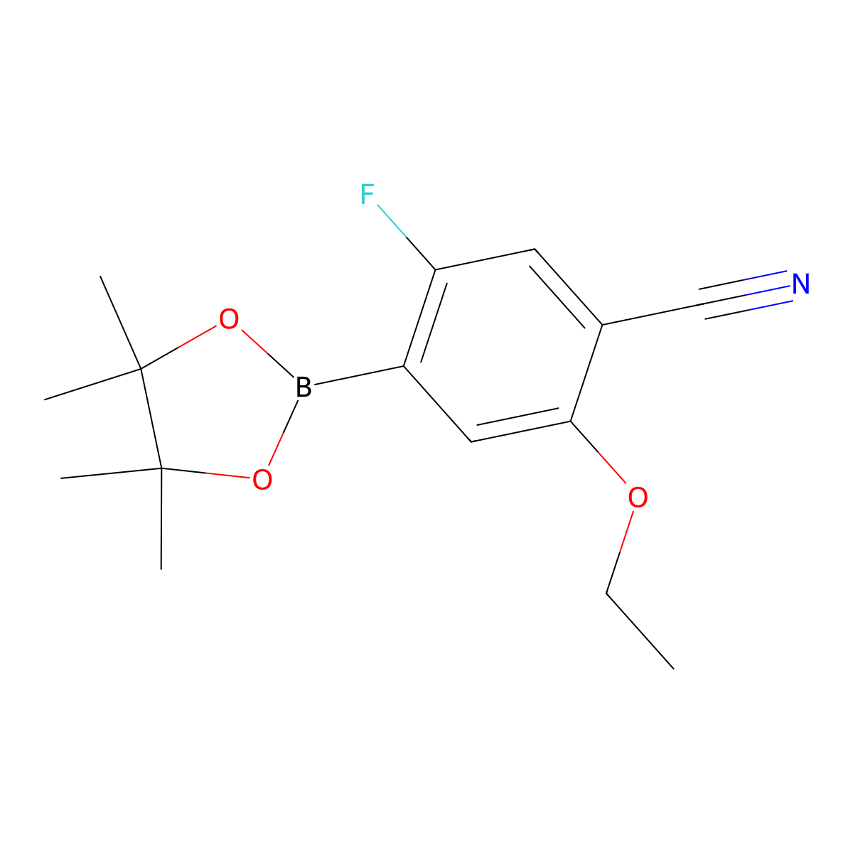 2-Ethoxy-5-fluoro-4-(tetramethyl-1,3,2-dioxaborolan-2-YL)benzonitrile molecular structure, CAS 2377607-13-9