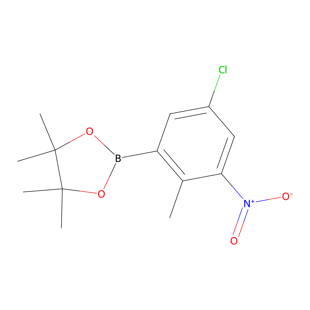 2-(5-Chloro-2-methyl-3-nitrophenyl)-4,4,5,5-tetramethyl-1,3,2-dioxaborolane molecular structure, CAS 2377607-14-0