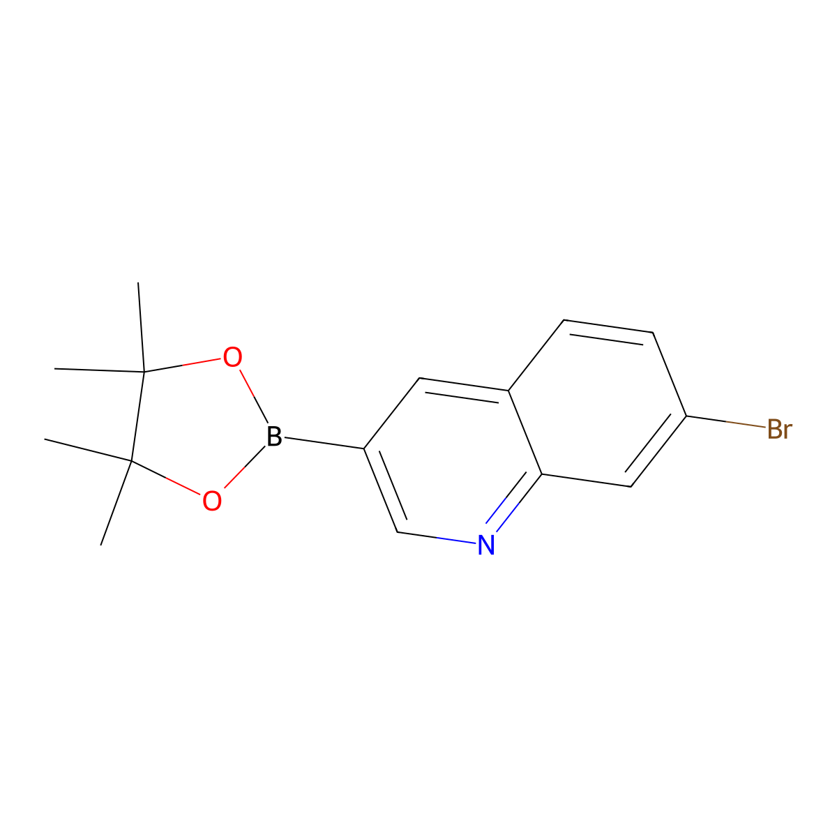 7-Bromo-3-(tetramethyl-1,3,2-dioxaborolan-2-yl)quinoline molecular structure, CAS 2377607-16-2