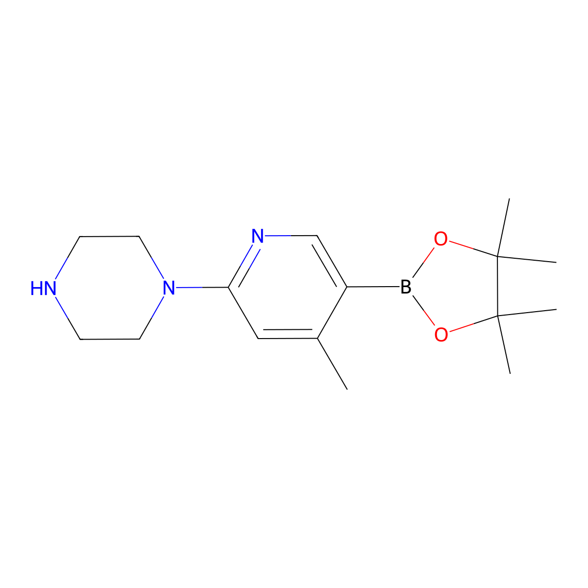 1-[4-Methyl-5-(tetramethyl-1,3,2-dioxaborolan-2-yl)pyridin-2-yl]piperazine molecular structure, CAS 2377607-17-3