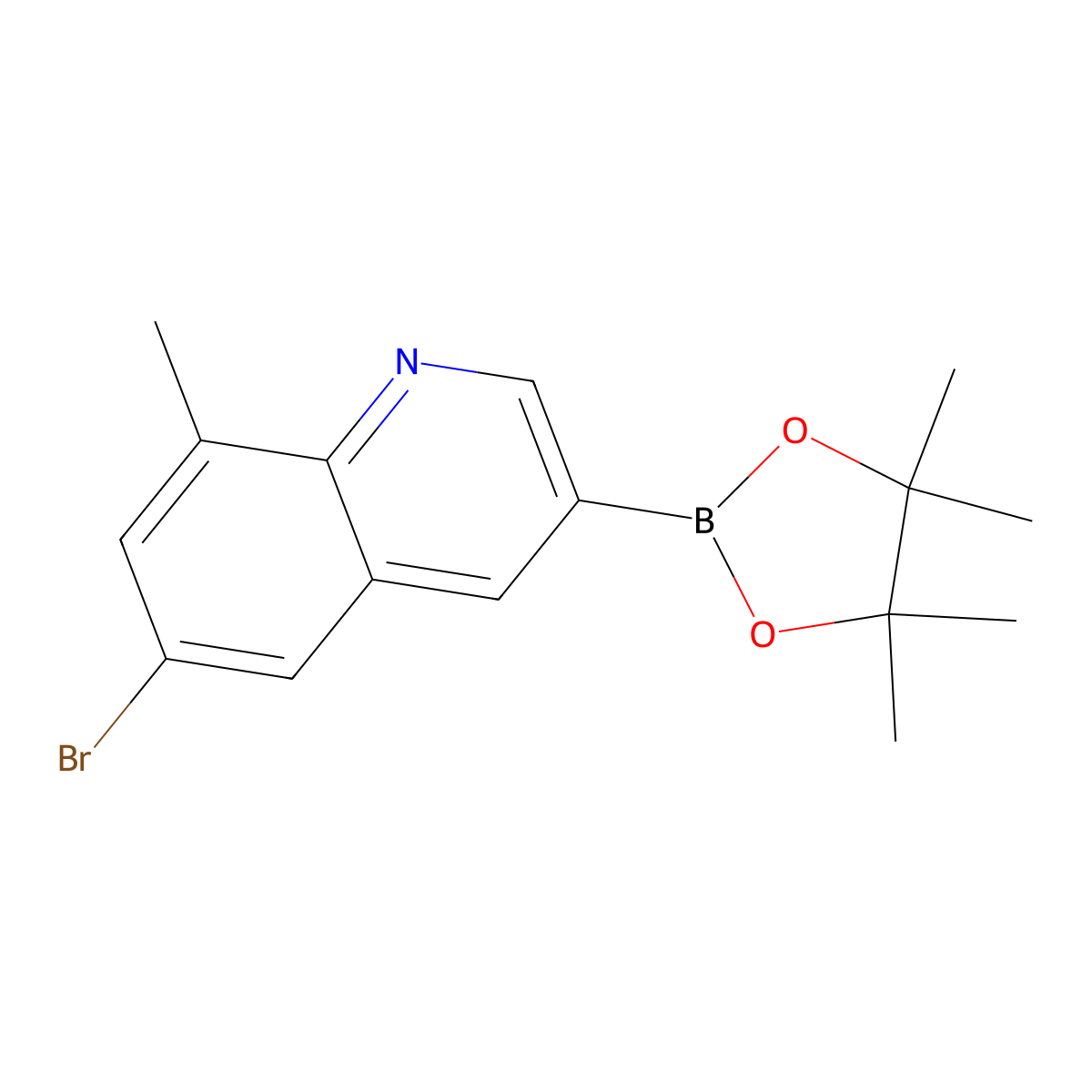 6-Bromo-8-methyl-3-(tetramethyl-1,3,2-dioxaborolan-2-yl)quinoline molecular structure, CAS 2377607-23-1