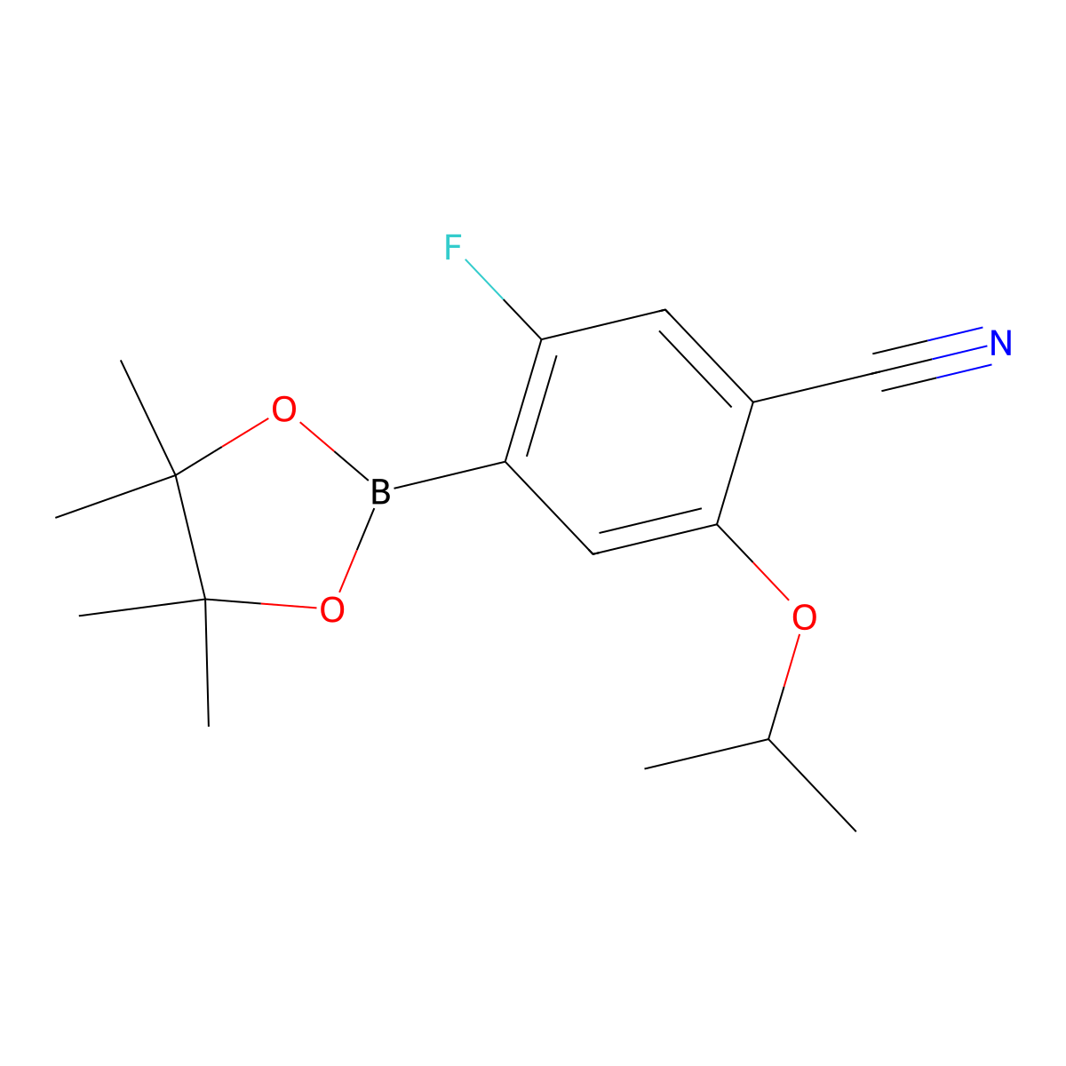 5-Fluoro-2-isopropoxy-4-(4,4,5,5-tetramethyl-1,3,2-dioxaborolan-2-yl)benzonitrile molecular structure, CAS 2377607-26-4