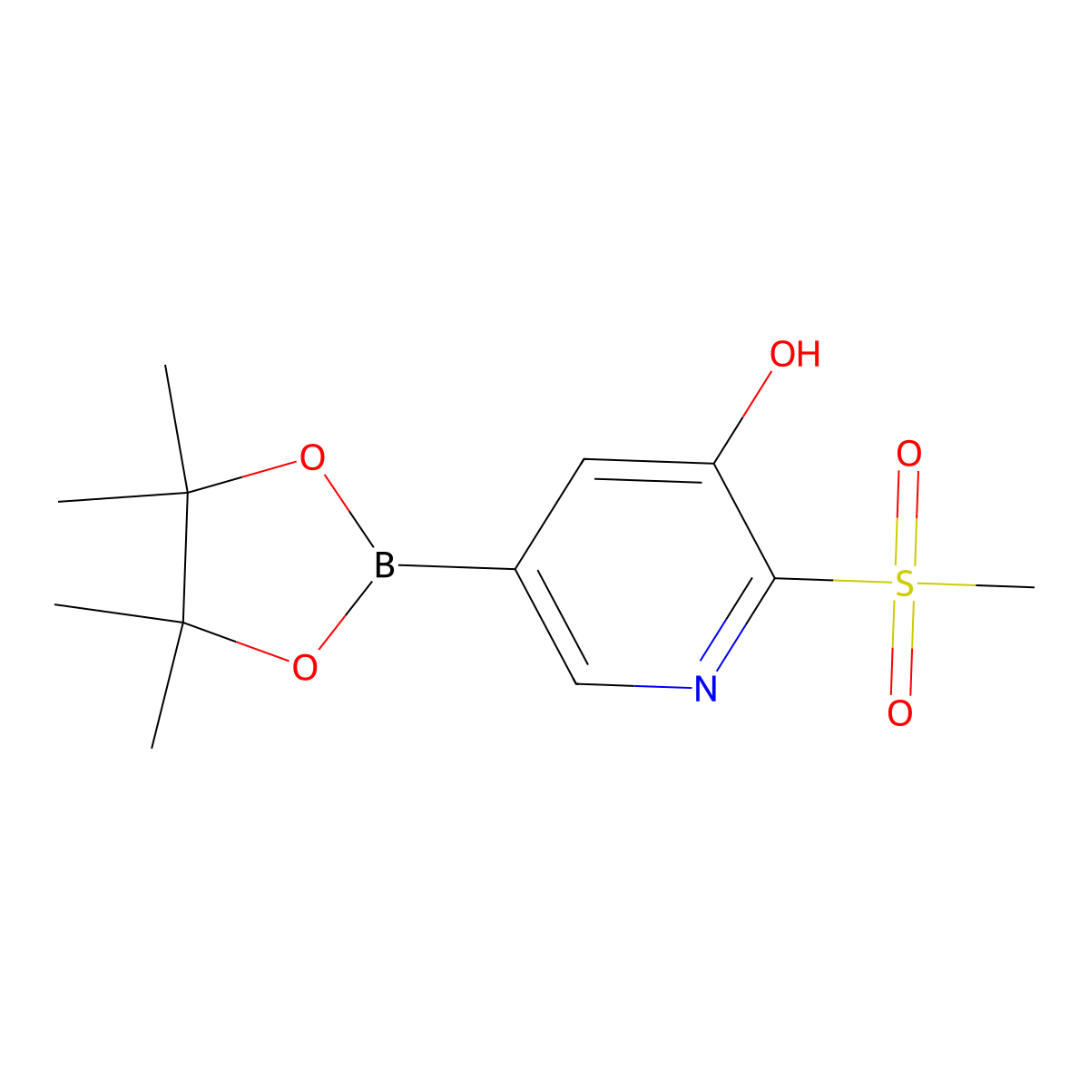 2-Methanesulfonyl-5-(tetramethyl-1,3,2-dioxaborolan-2-yl)pyridin-3-ol molecular structure, CAS 2377607-27-5