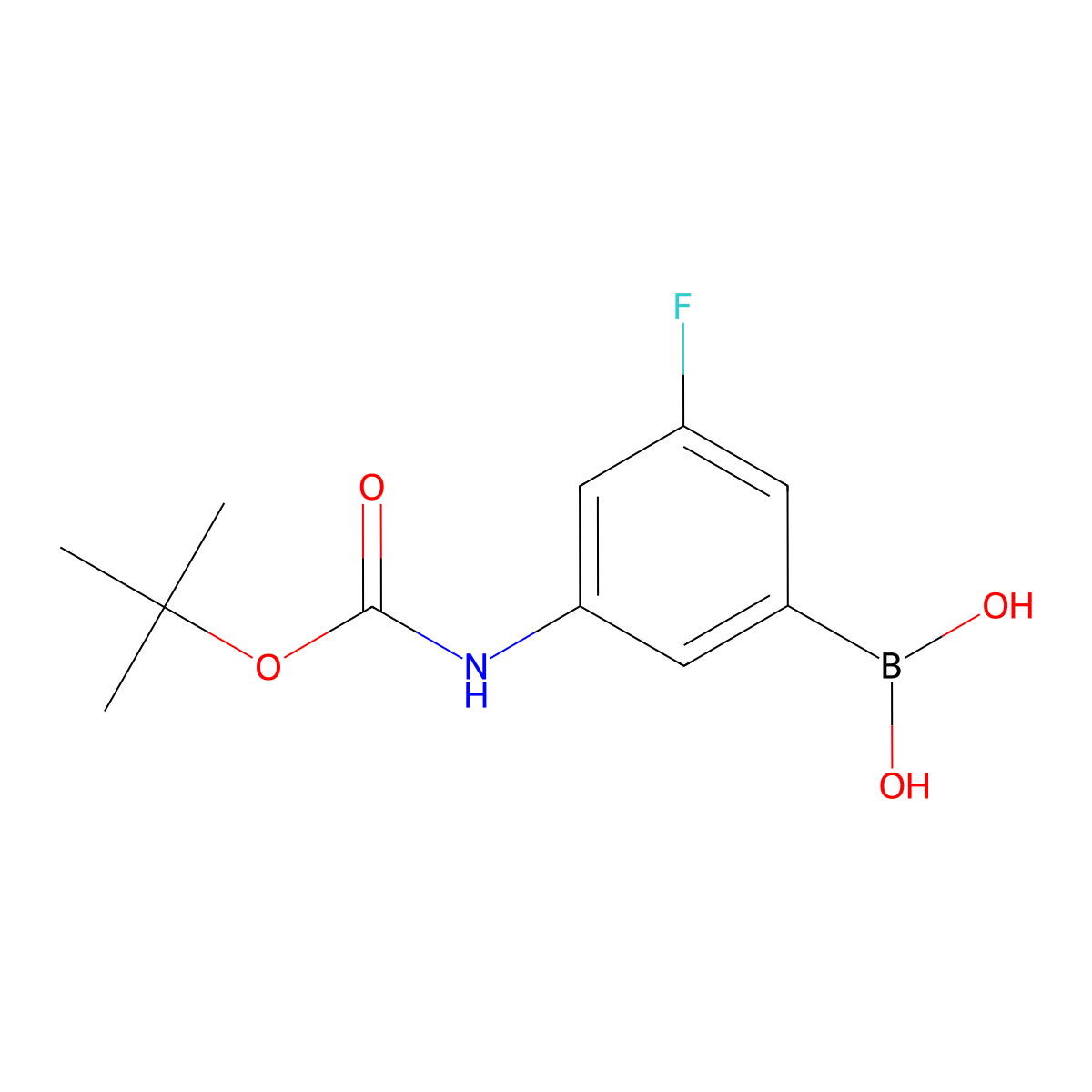 3-((tert-Butoxycarbonyl)amino)-5-fluorophenylboronic acid molecular structure, CAS 2377607-30-0