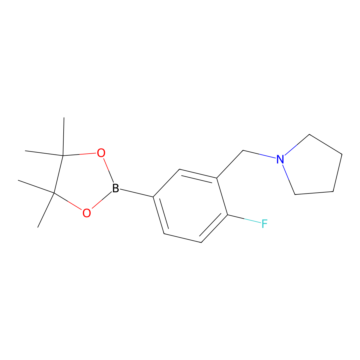 4-Fluoro-3-(pyrrolidinomethyl)phenylboronic acid pinacol ester molecular structure, CAS 2377607-32-2