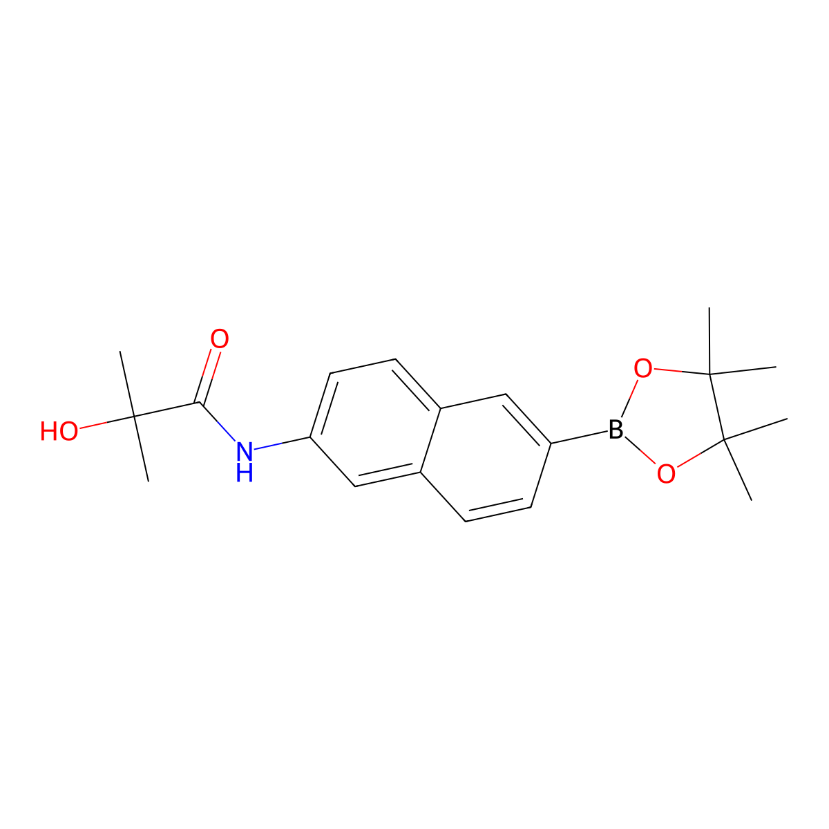 2-Hydroxy-2-methyl-n-[6-(tetramethyl-1,3,2-dioxaborolan-2-yl)naphthalen-2-yl]propanamide molecular structure, CAS 2377607-33-3