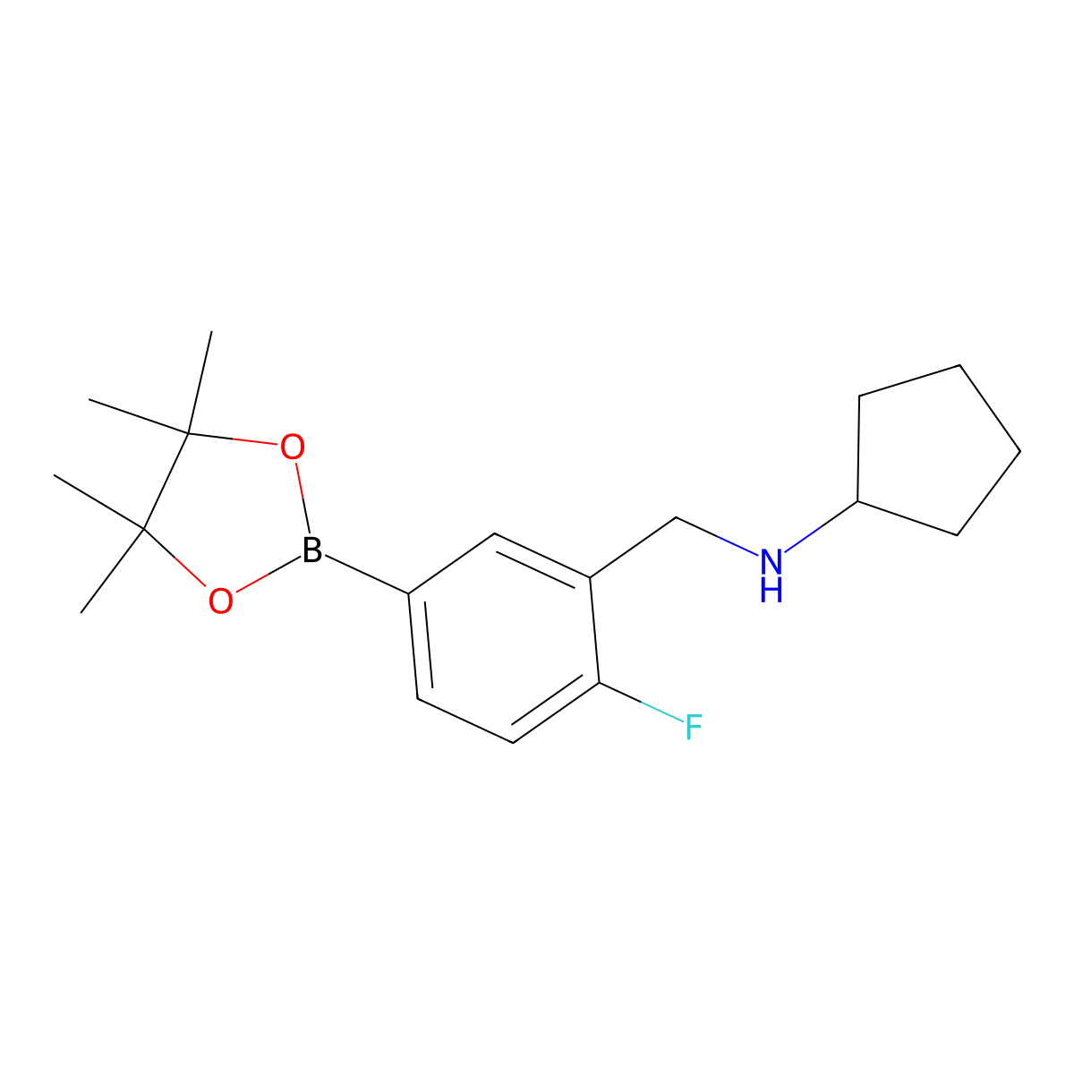 3-(Cyclopentylaminomethyl)-4-fluorophenylboronic acid pinacol ester molecular structure, CAS 2377607-35-5