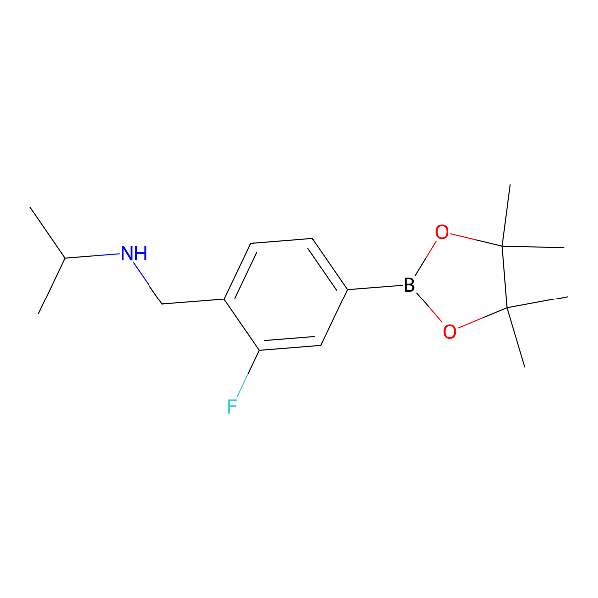 4-(Isopropylaminomethyl)-3-fluorophenylboronic acid, pinacol ester molecular structure, CAS 2377607-41-3